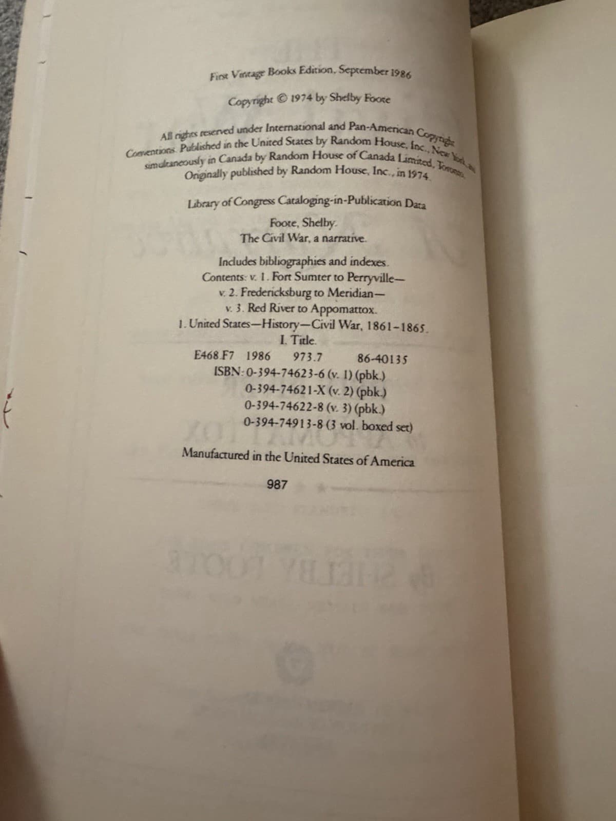 Shelby Foote – The Civil War: A Narrative (3‑Volume Set, Vintage 1986) - Thumbnail 5