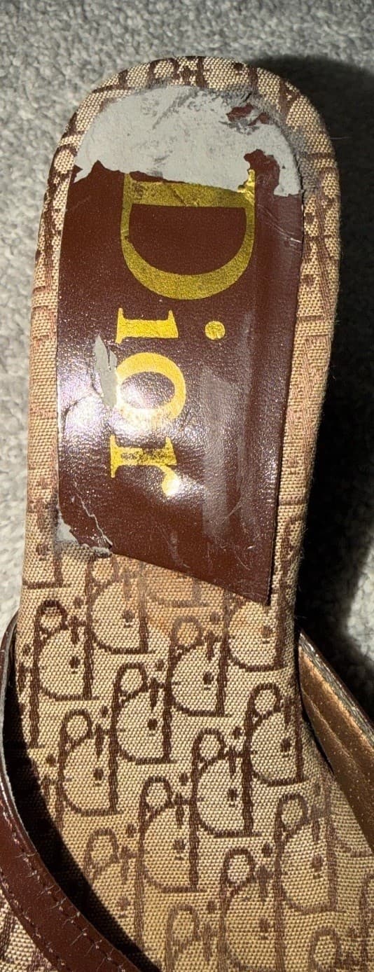 Christian Dior Monogram Canvas Sandals Designer sz 38 - Thumbnail 3