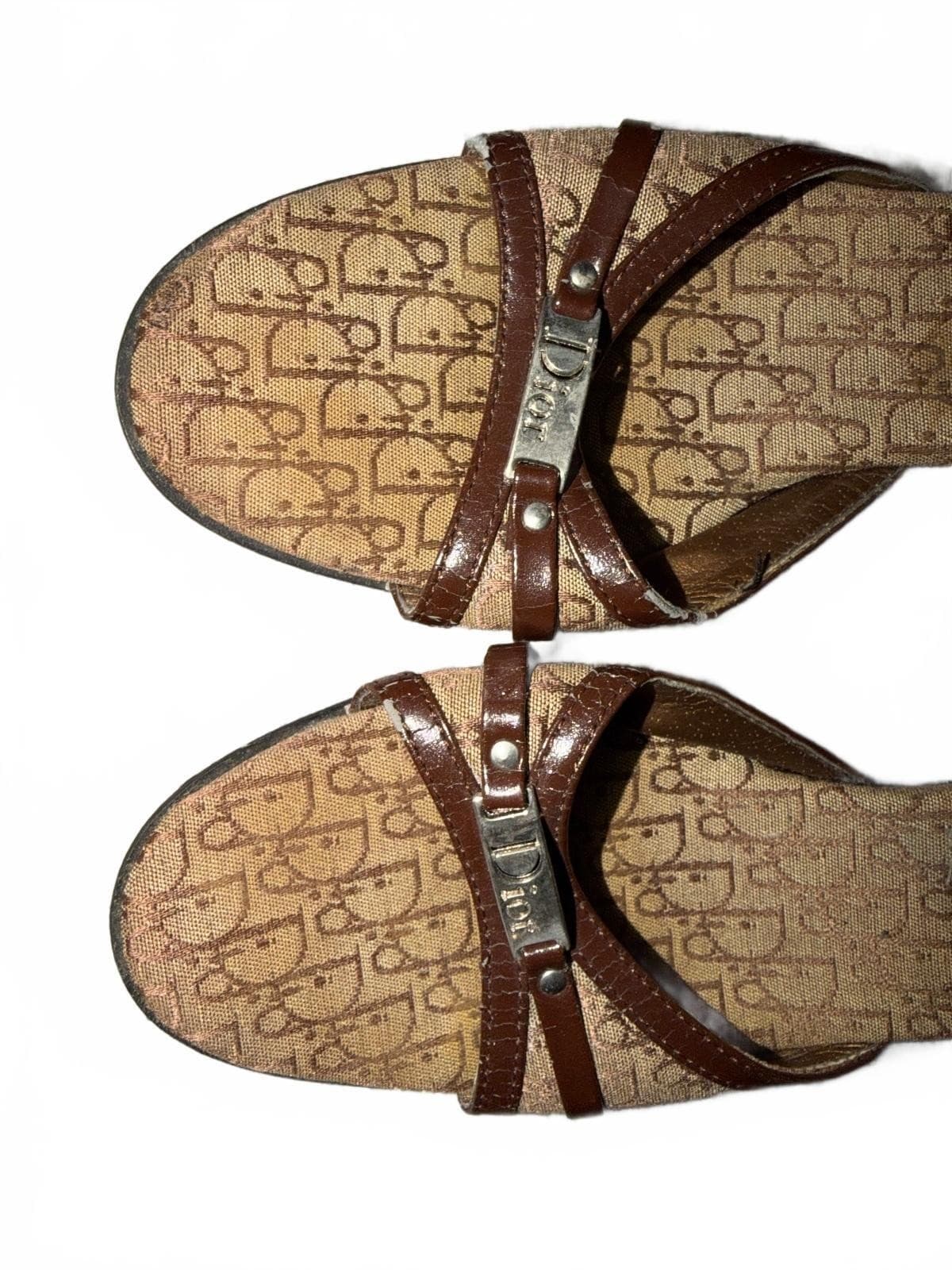 Christian Dior Monogram Canvas Sandals Designer sz 38 - Thumbnail 5