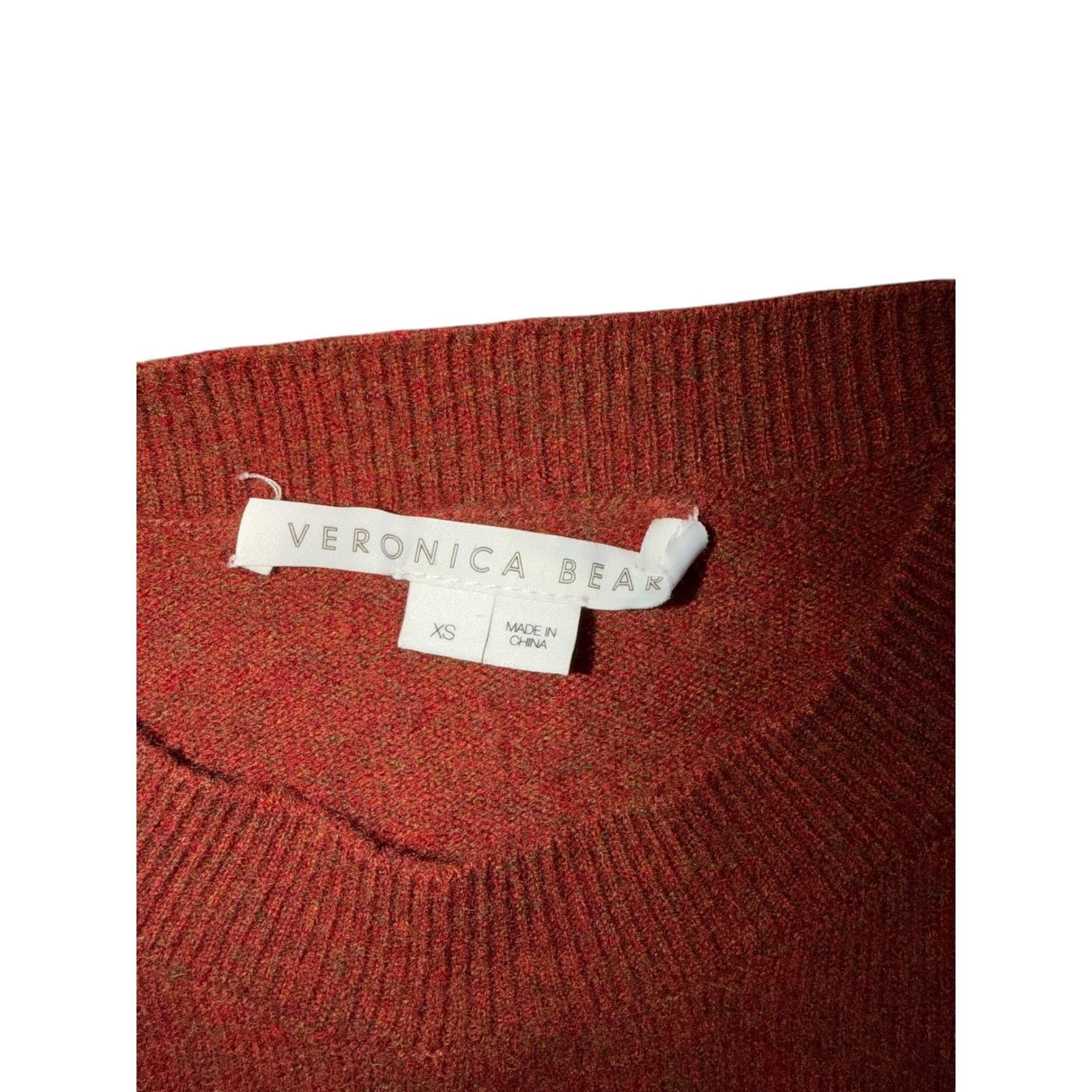 Veronica Beard Orange Cashmere Pullover |Rustic Crew Neck Boho Puffed Sleeve xs - Thumbnail 2