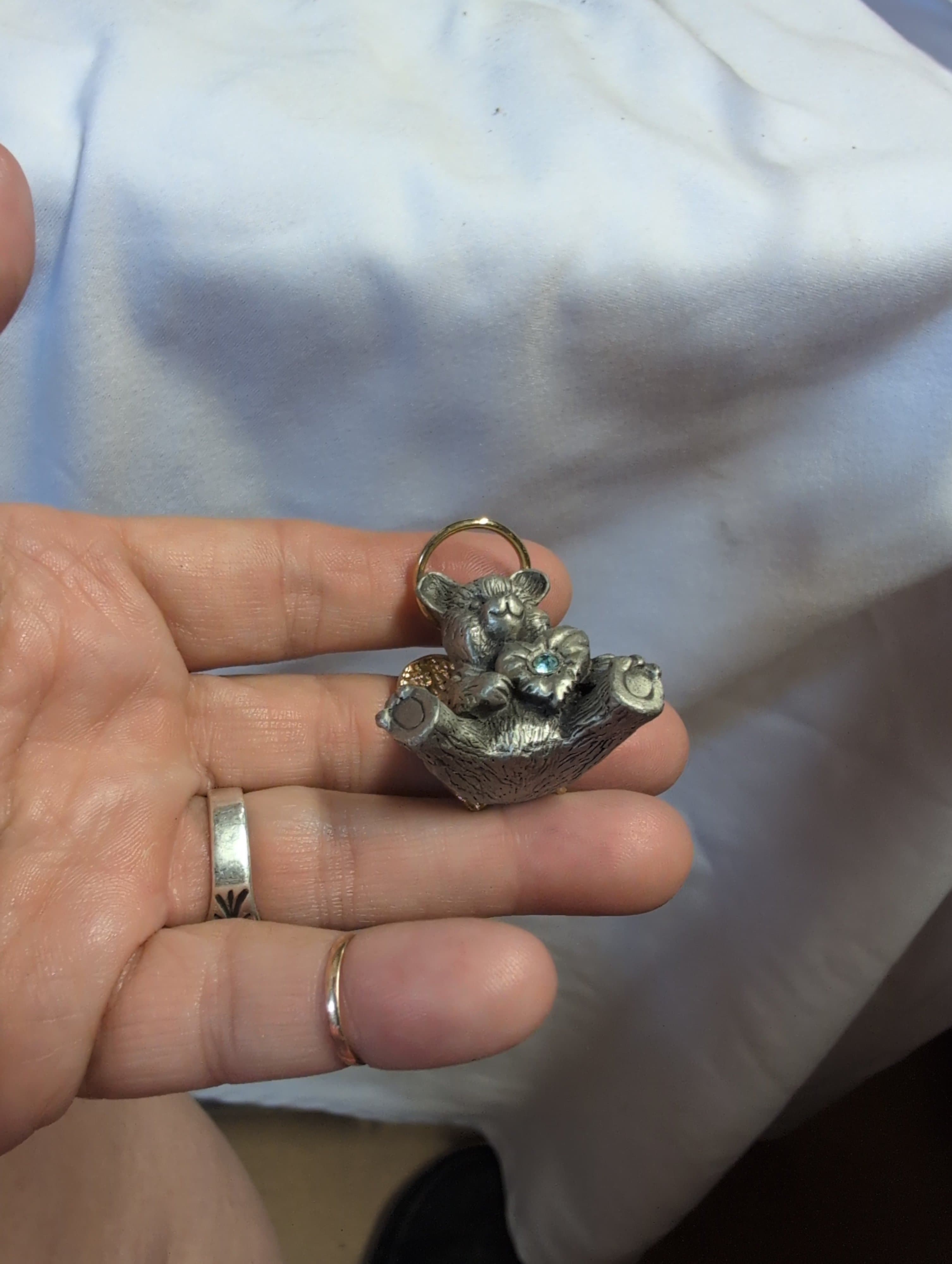 Angel Bear Figurine with Halo and Wings birth stone June - Thumbnail 3