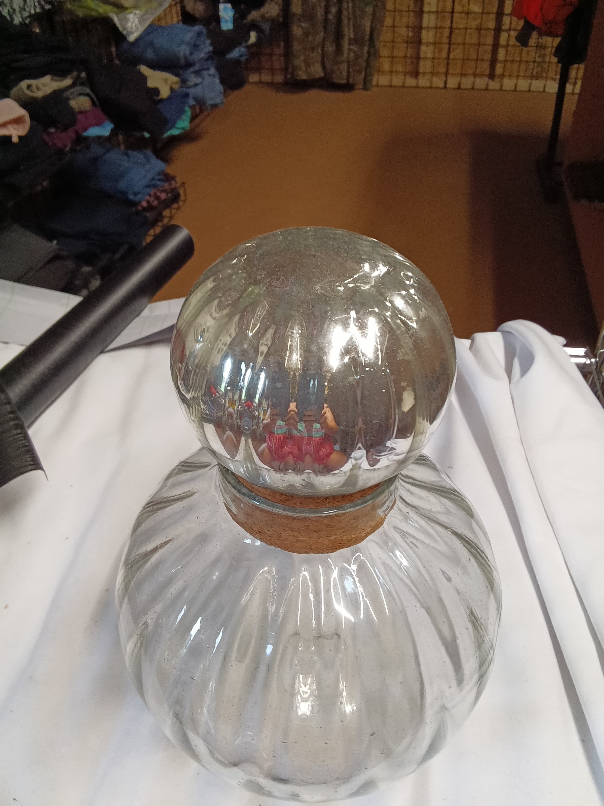 Vintage Glass Mexican blown glass Decanter with Cork Stopper - Thumbnail 2
