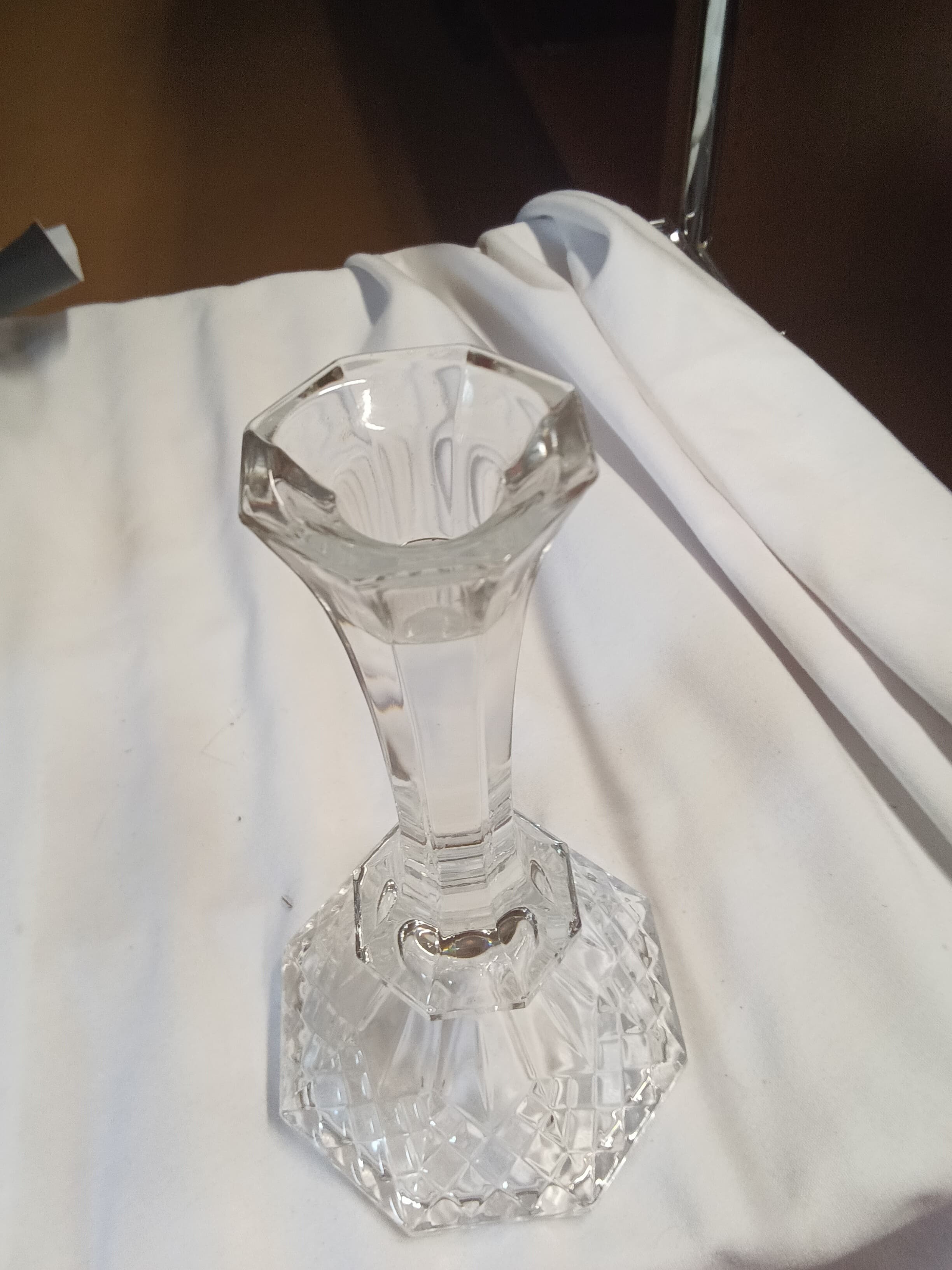 Crystal Glass Candlestick Holder Elegant Design - Thumbnail 2