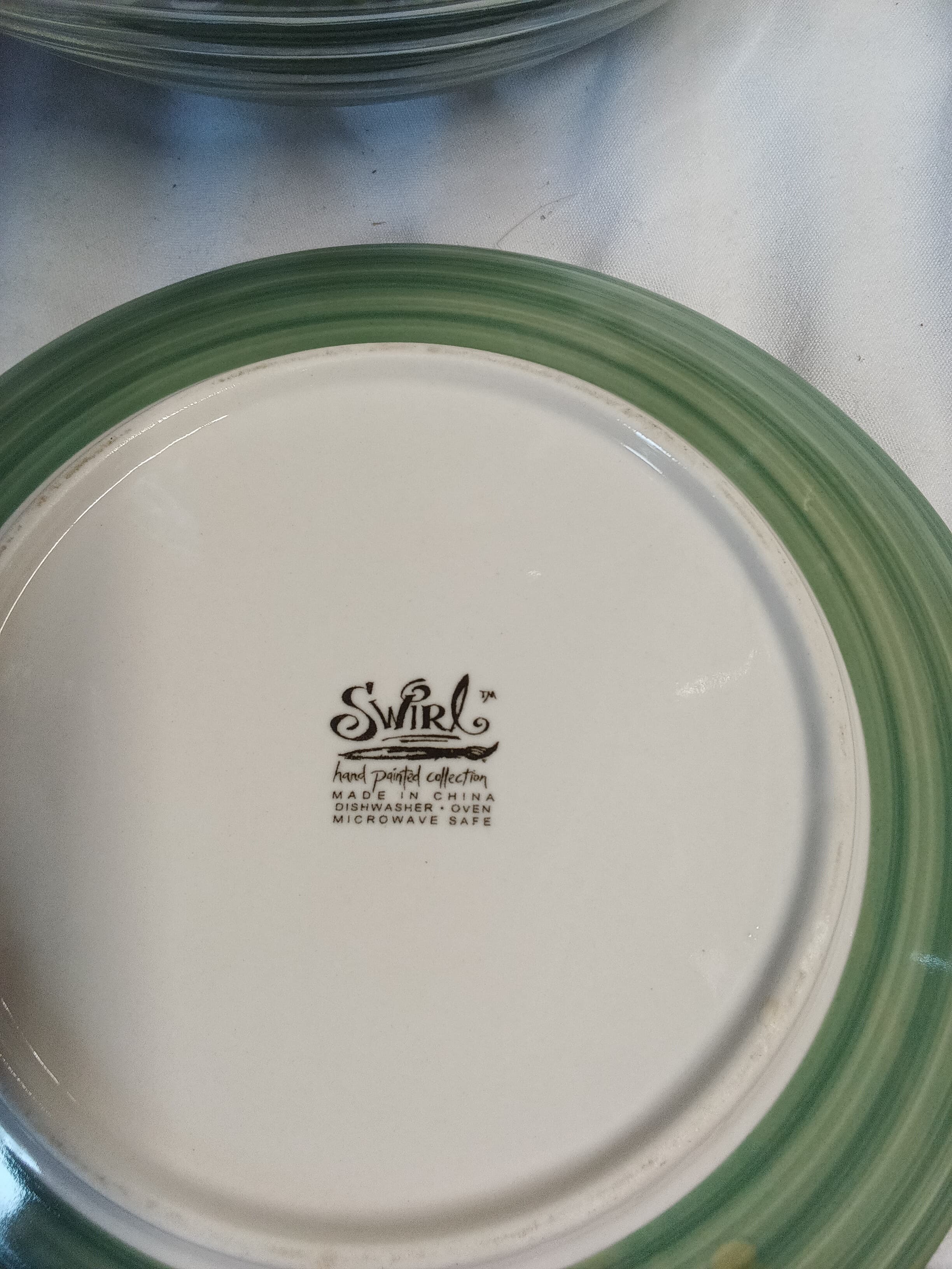 Green Striped Ceramic Dinner Plate - Thumbnail 2