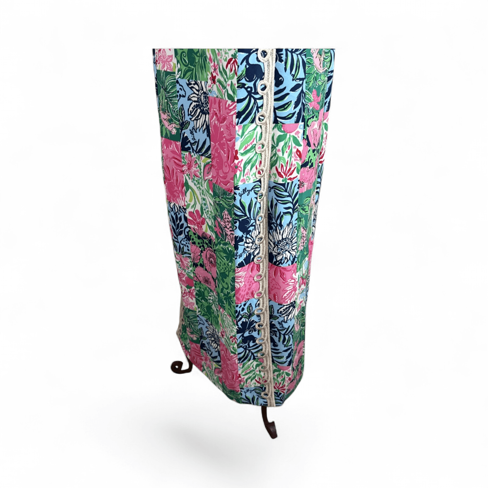 NWT Lilly Pulitzer Edita Maxi Shift Dress Party Punch Patch Gold Lace (Size 16) - Thumbnail 4