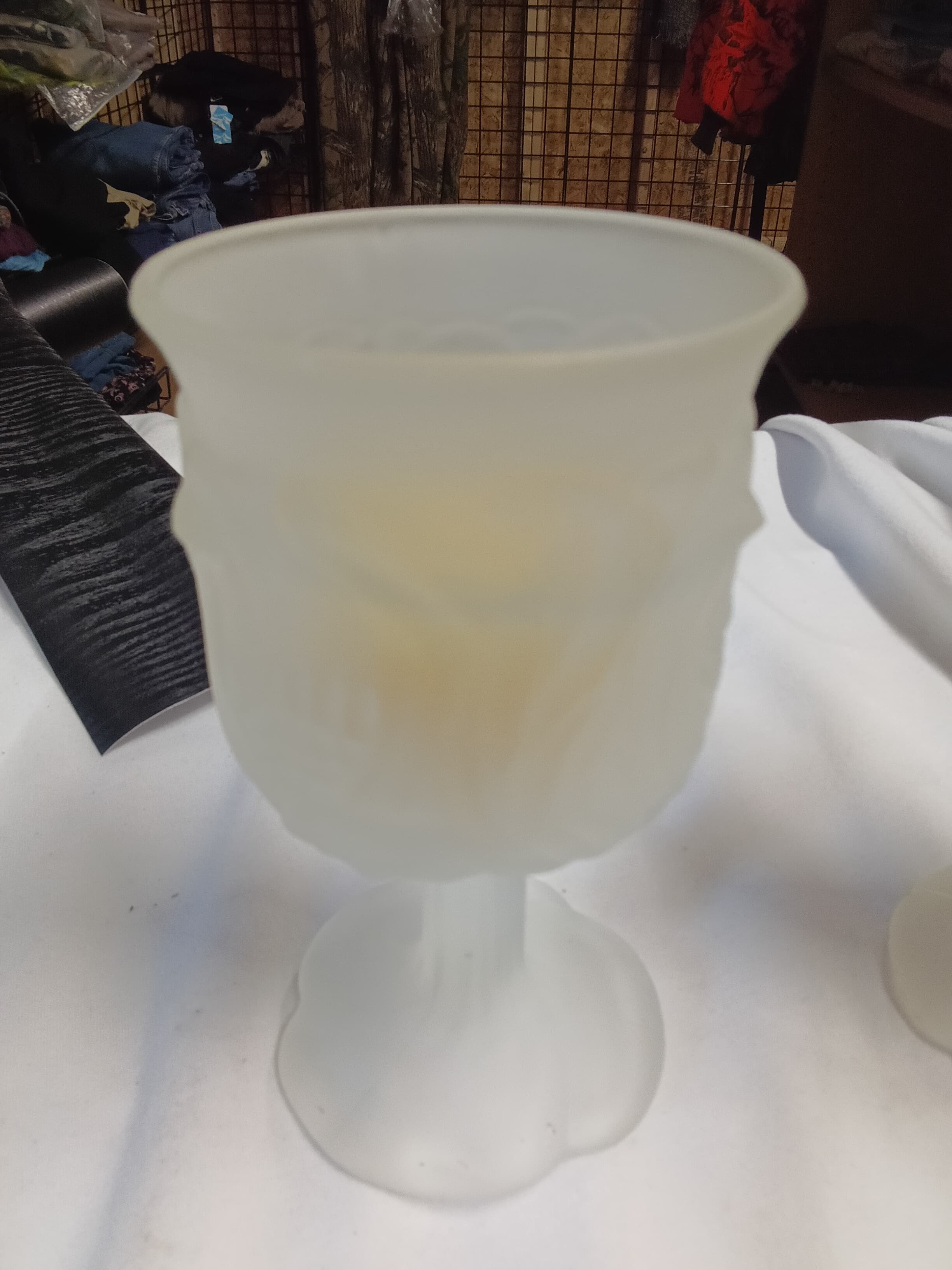 Vintage Frosted Glass Goblets Set of 2 - Thumbnail 2