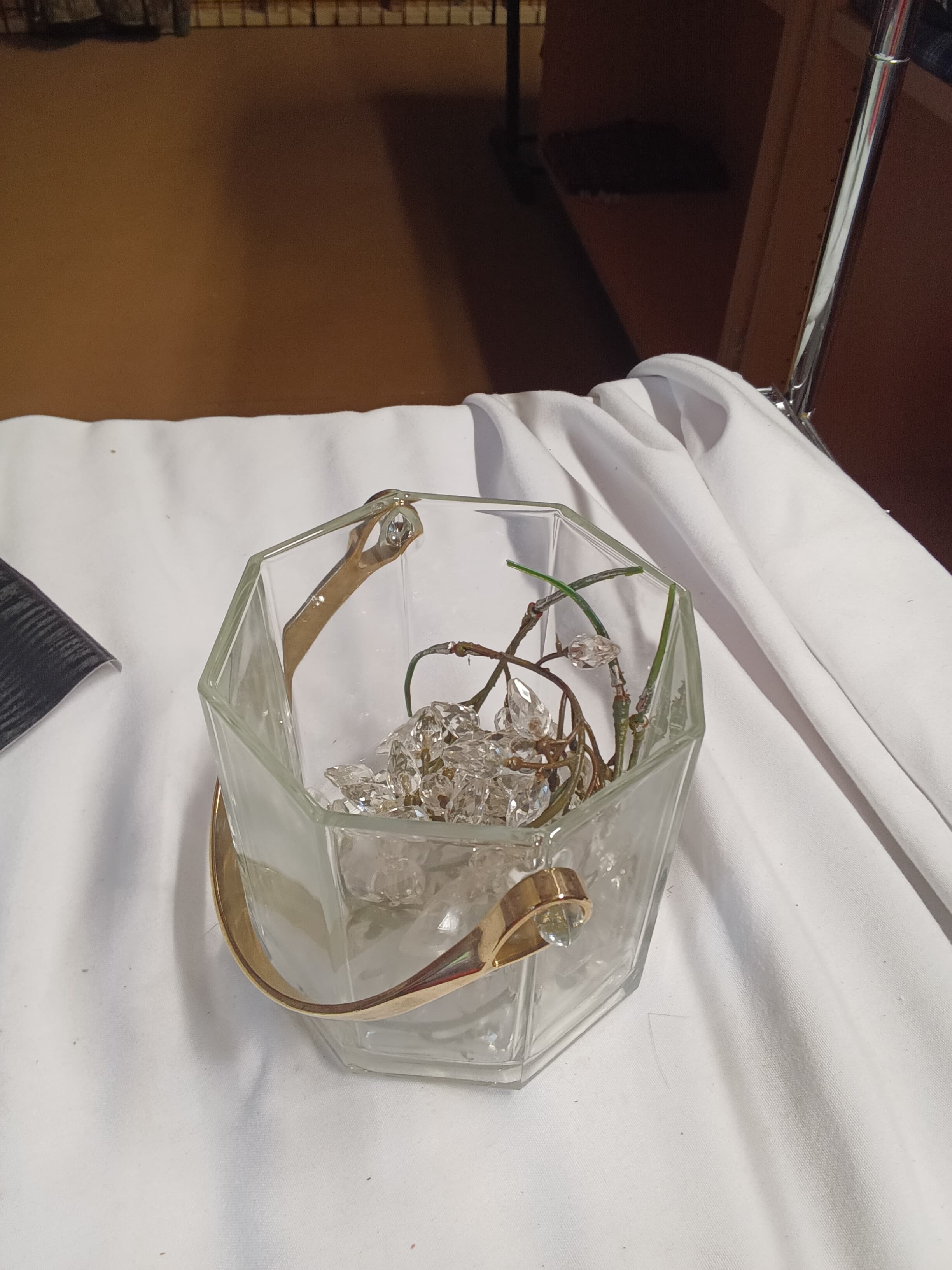 Glass Ice Bucket with Metal Handle - Thumbnail 2