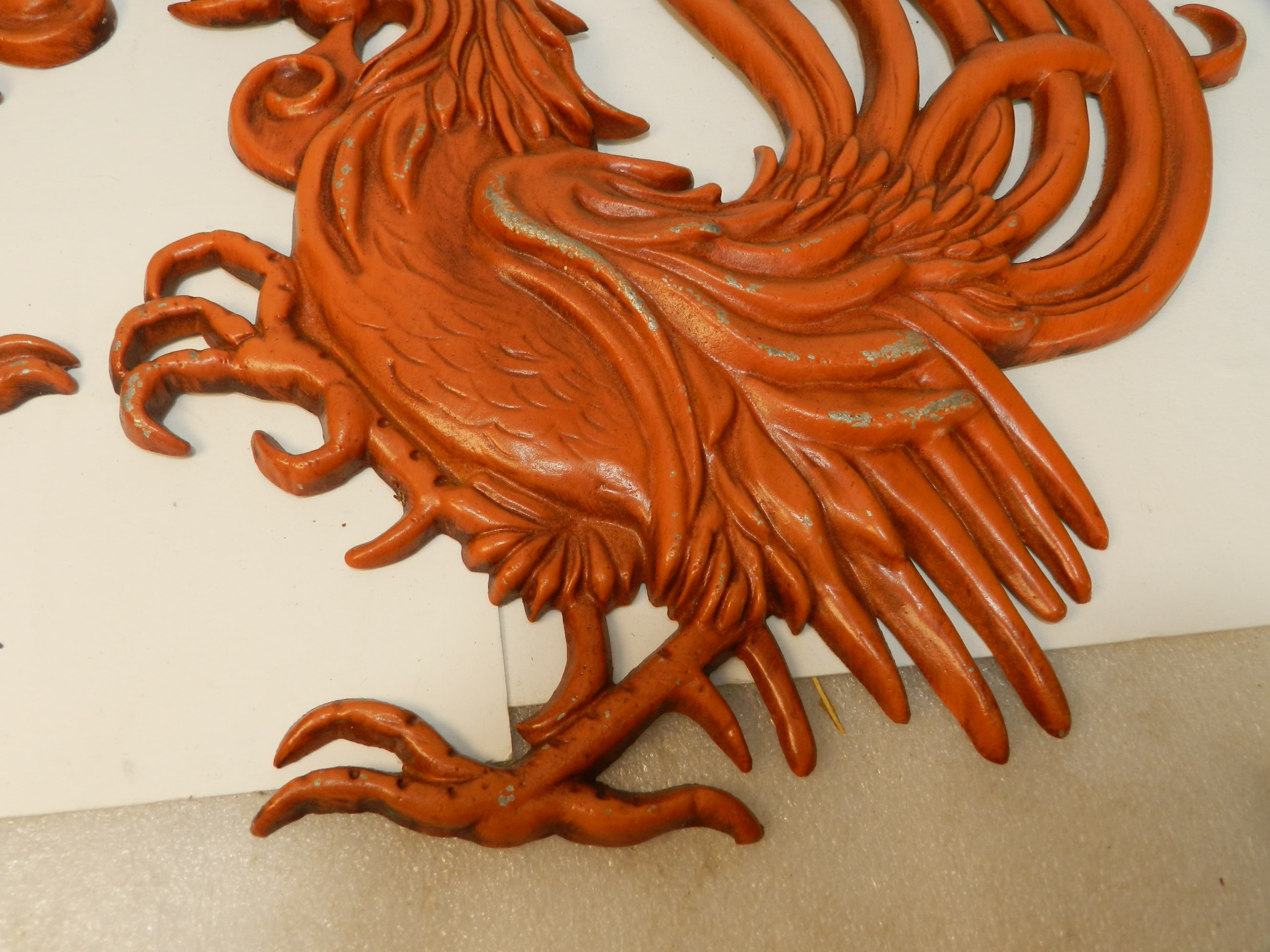 2 Retro Vintage Vermay Metal Aluminum Cast Rooster Figurine Wall Décor (P38J) - Thumbnail 5