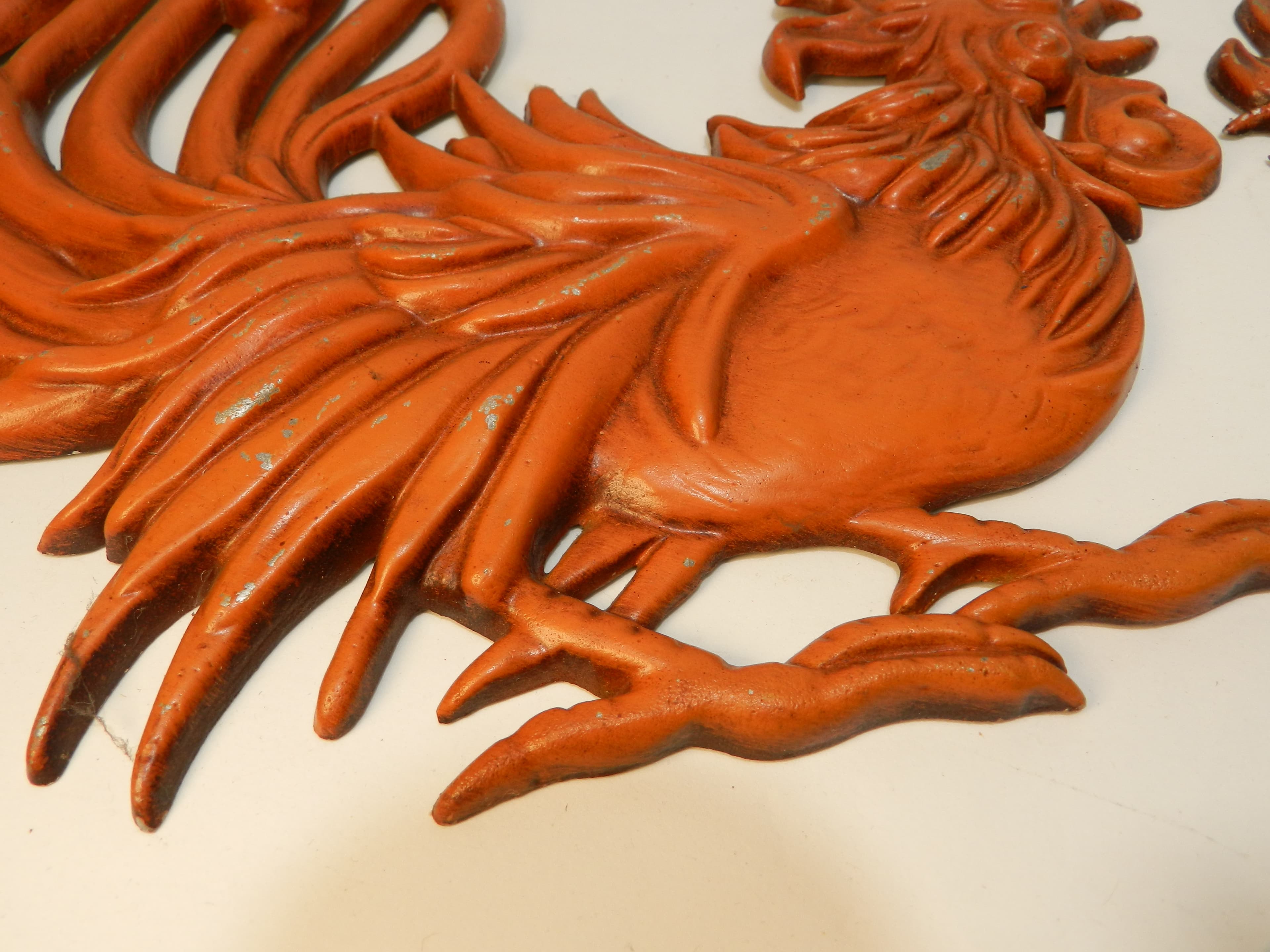 2 Retro Vintage Vermay Metal Aluminum Cast Rooster Figurine Wall Décor (P38J) - Thumbnail 2
