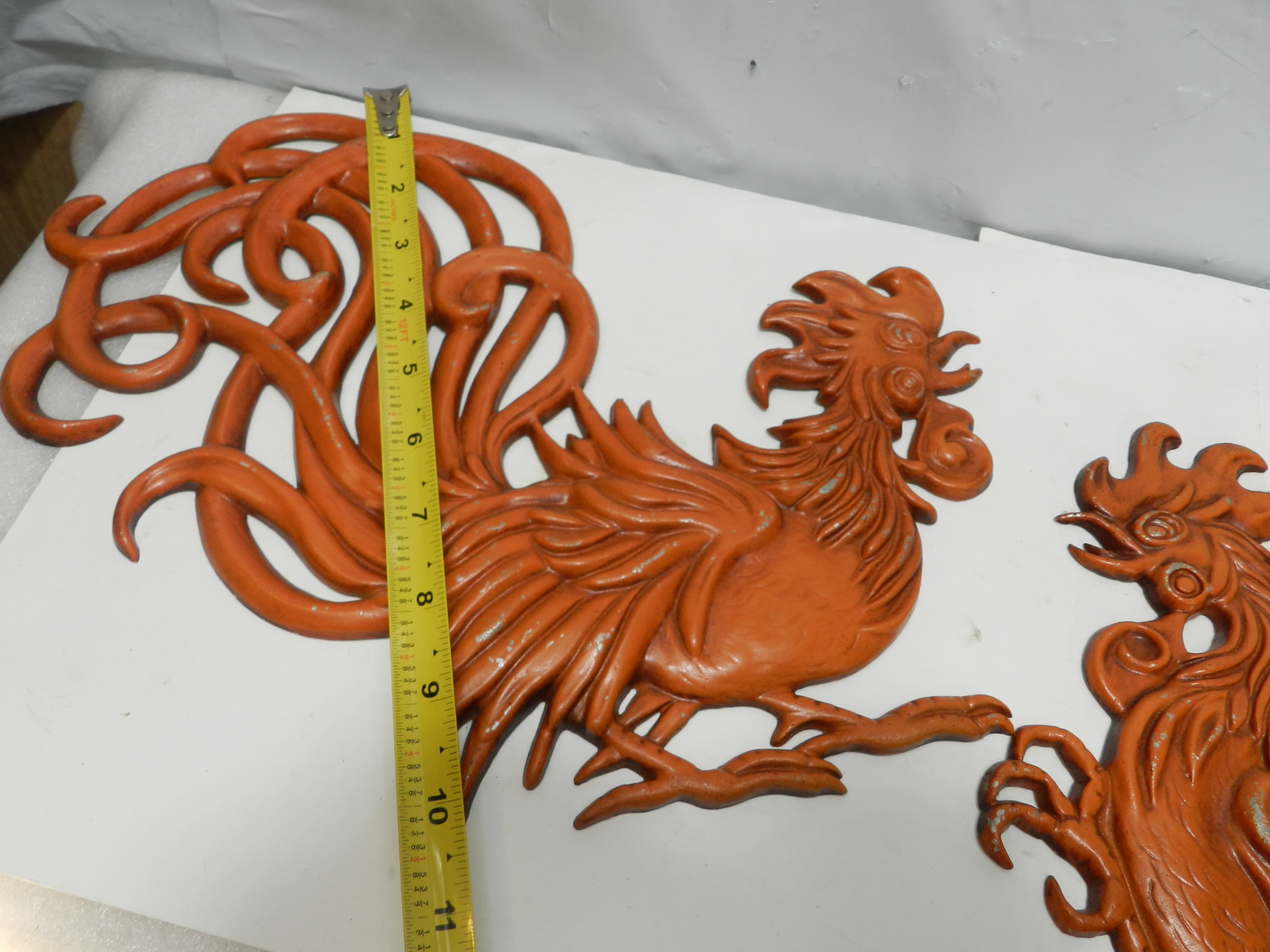 2 Retro Vintage Vermay Metal Aluminum Cast Rooster Figurine Wall Décor (P38J) - Thumbnail 10