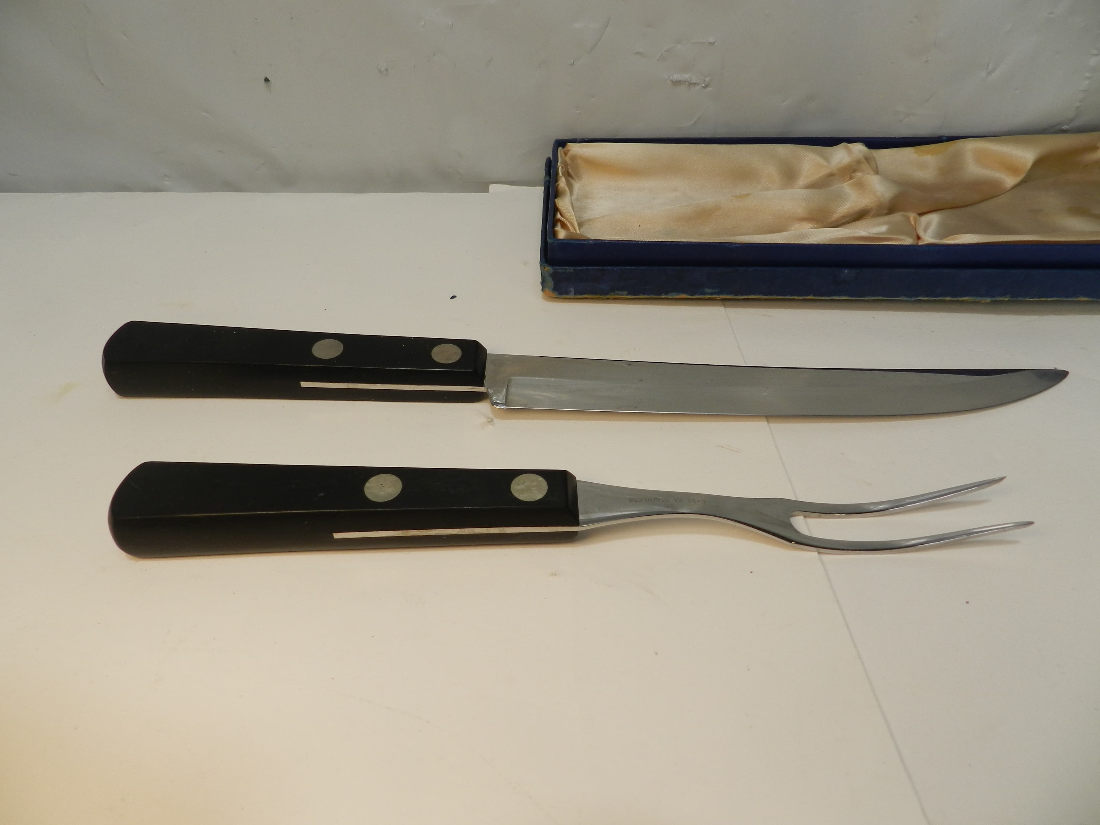 Vintage Case Serving Knife & Fork XX 20 283-8" Black Handle  Set (P39J) - Thumbnail 7