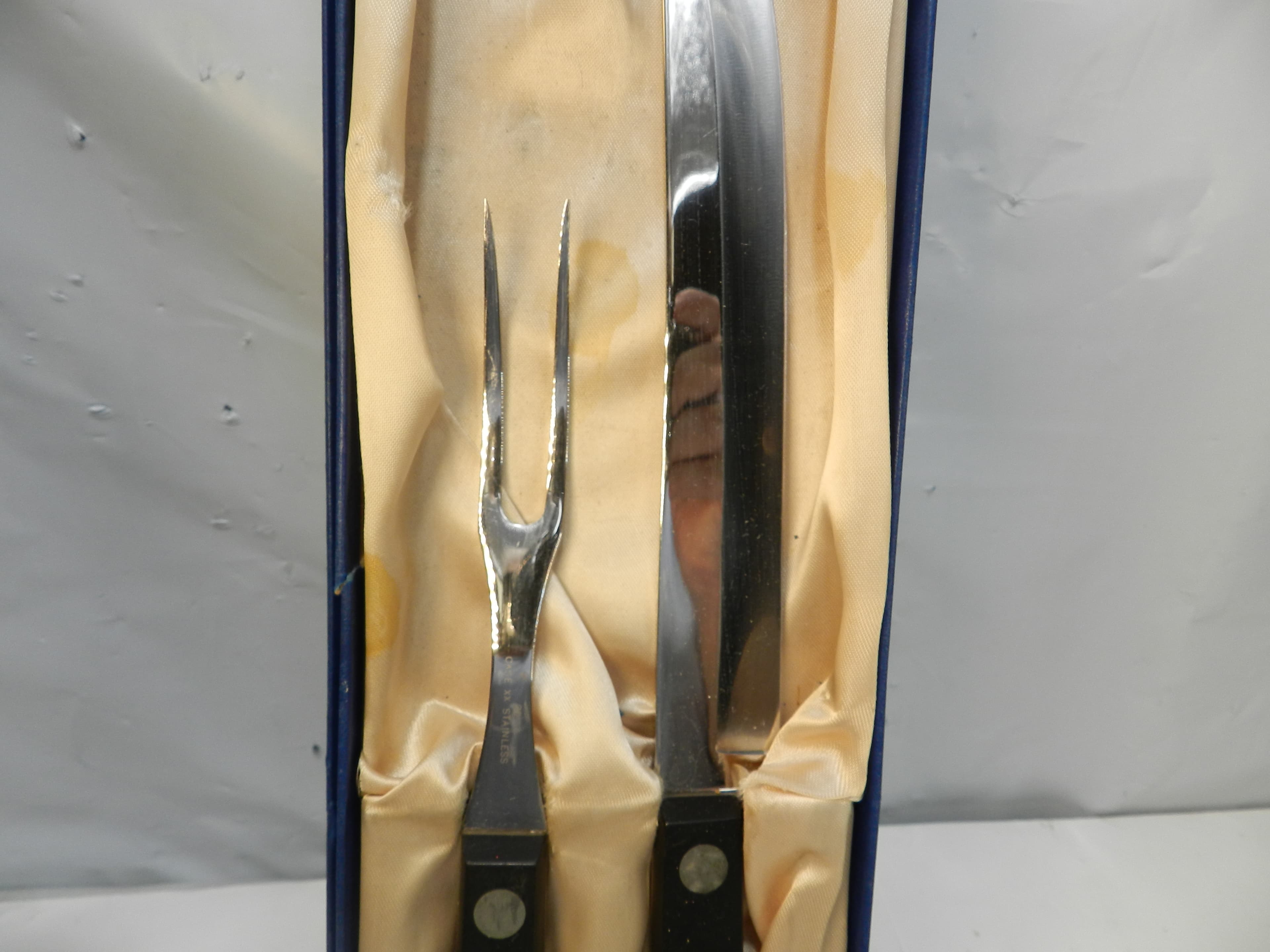 Vintage Case Serving Knife & Fork XX 20 283-8" Black Handle  Set (P39J) - Thumbnail 8