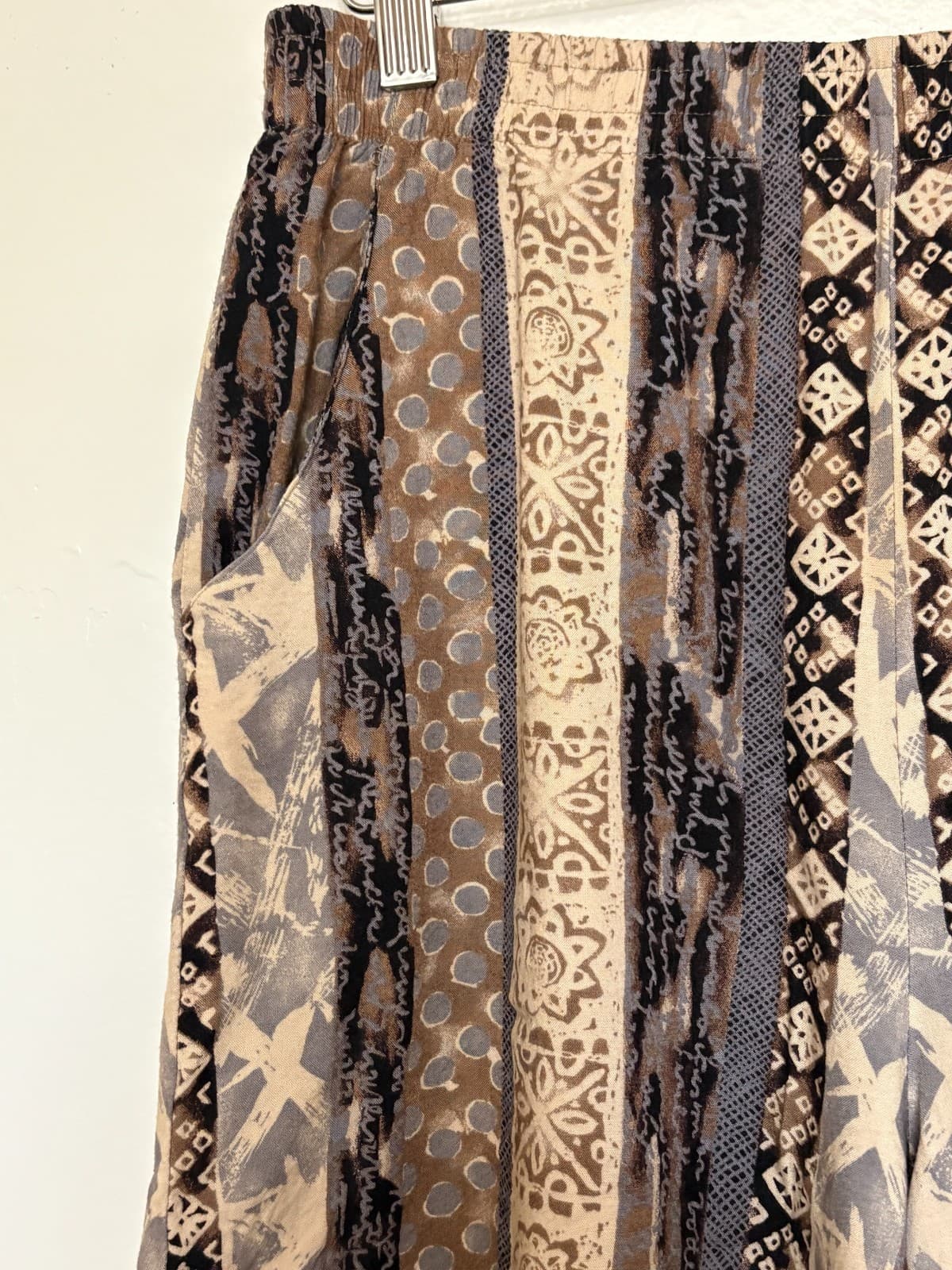 Vtg 80s First Option Rayon Shorts Small Boho Geometric - Thumbnail 5