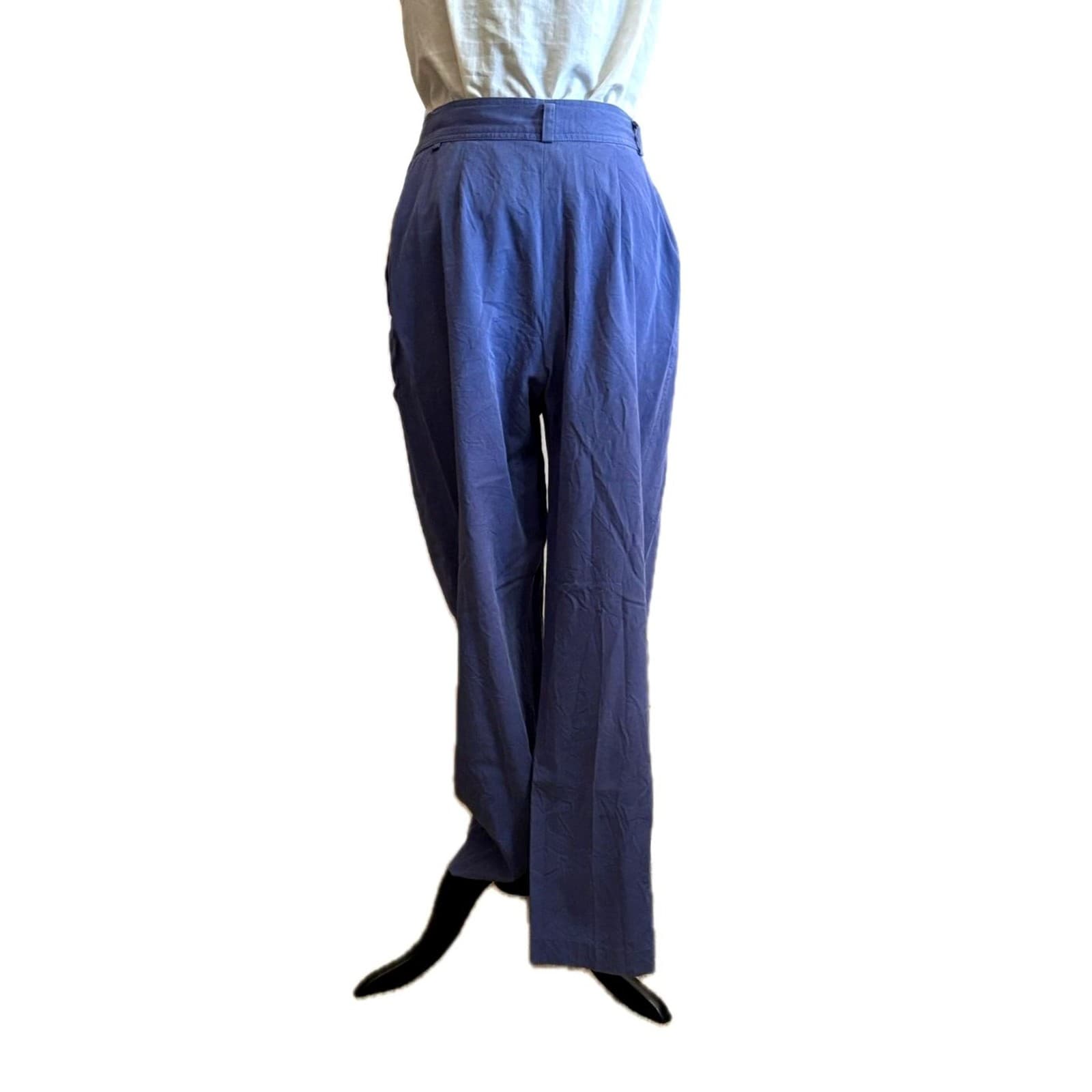 Blue High-Waisted Pleated Trousers Size 10 80s 90s Vtg Small - Thumbnail 2