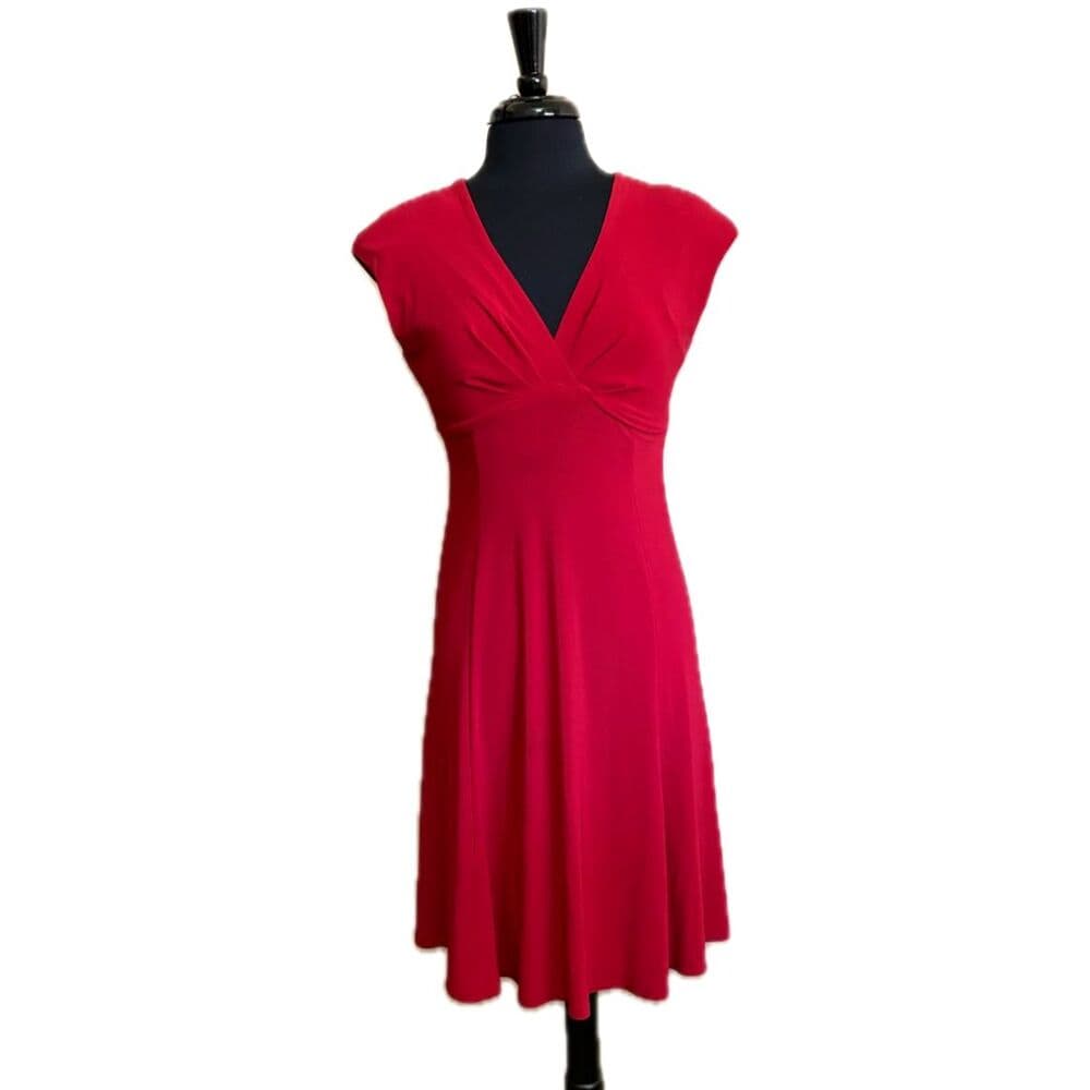 Little Classic Stretchy Red Dress Simple Jones New York US 6 - Thumbnail 2