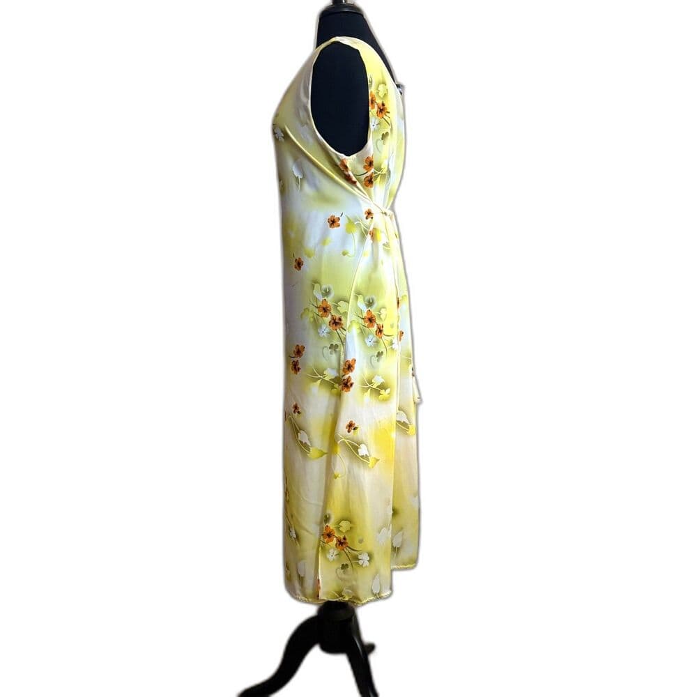90s Yellow Floral Sheath Maxi Dress Size L/XL/2XL - Thumbnail 3