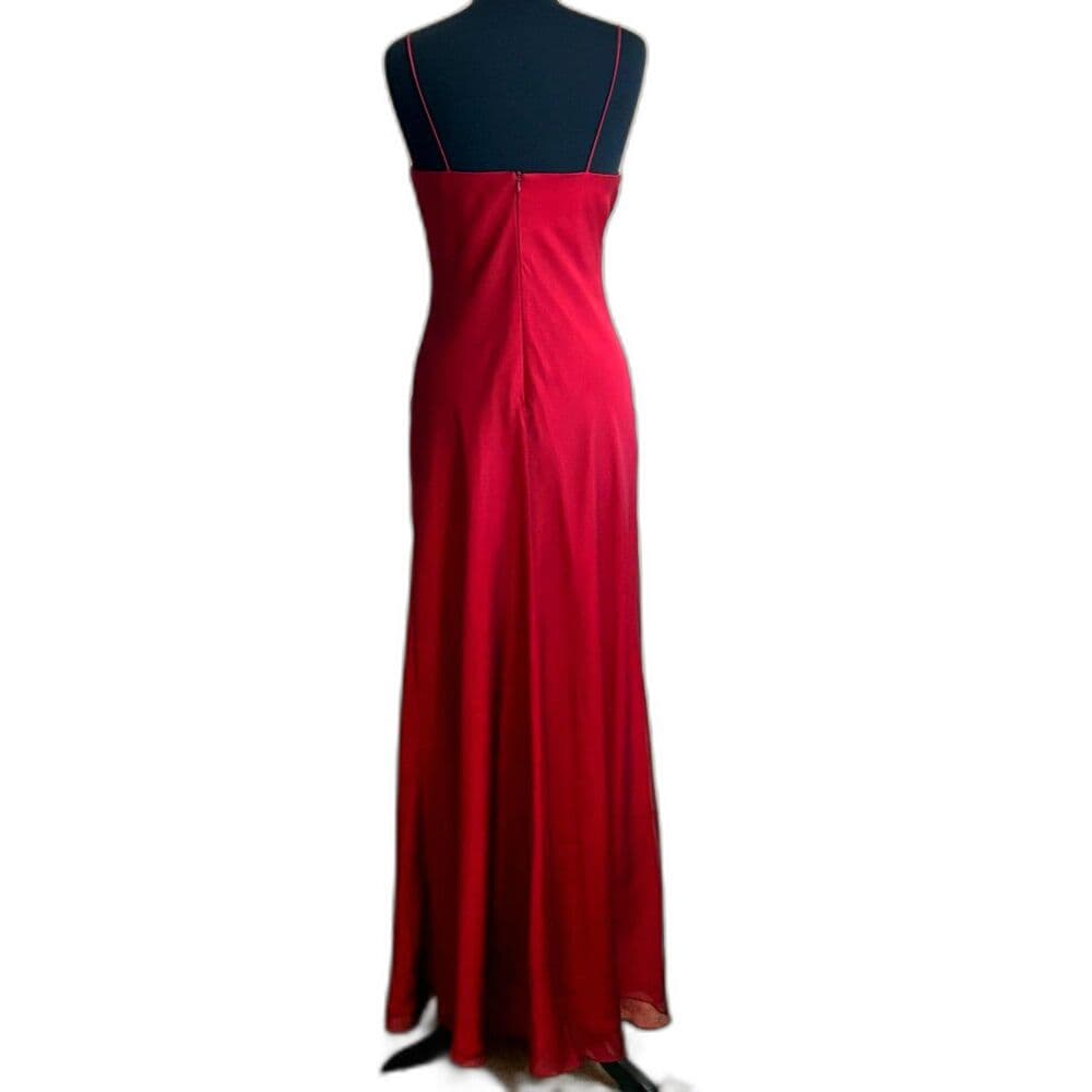 90s ‘Cache’ Red Formal Maxi Dress Small - Thumbnail 2