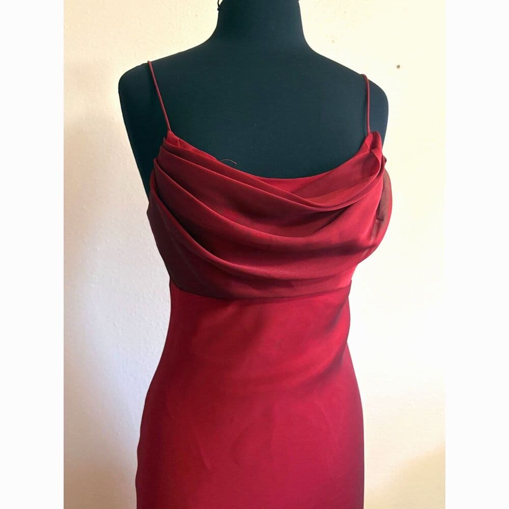 90s ‘Cache’ Red Formal Maxi Dress Small - Thumbnail 3