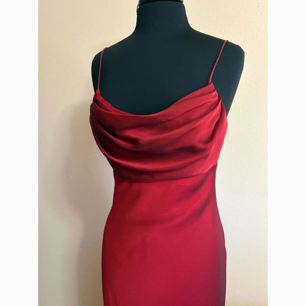 90s ‘Cache’ Red Formal Maxi Dress Small - Thumbnail 4