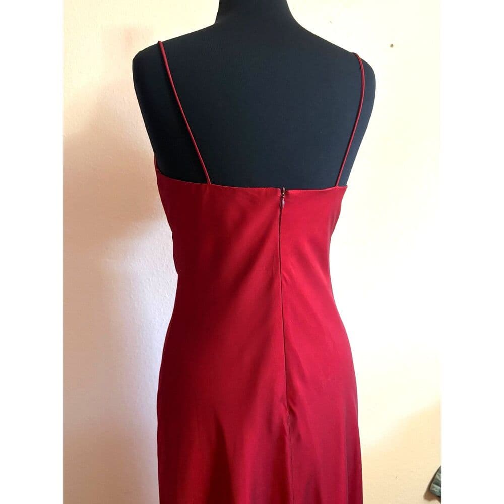 90s ‘Cache’ Red Formal Maxi Dress Small - Thumbnail 5