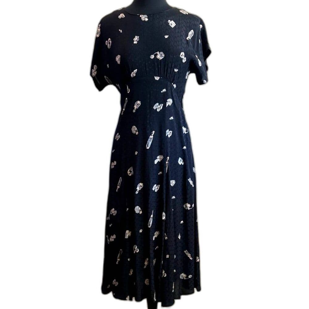 90s Midi Perfume Bottle Slinky Midi Dress Empire Waist US 4 Medium
