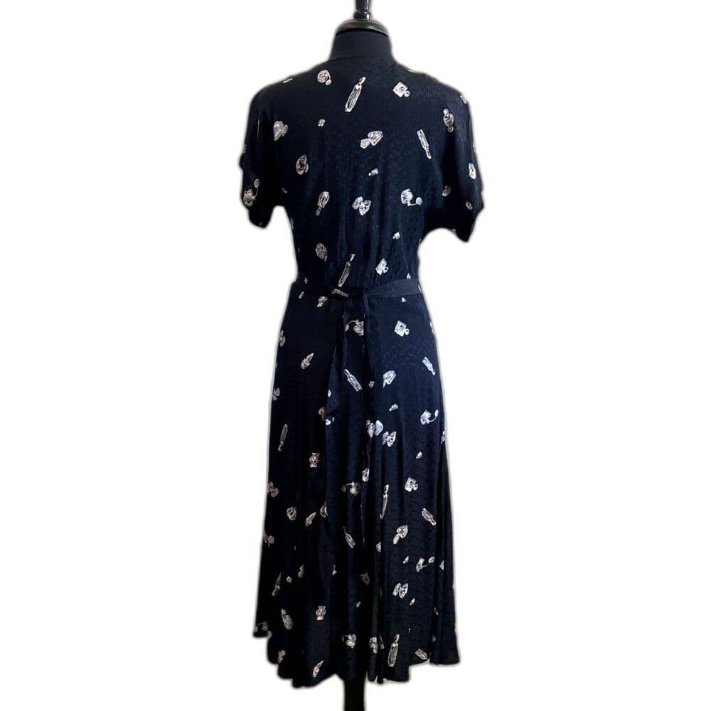 90s Midi Perfume Bottle Slinky Midi Dress Empire Waist US 4 Medium - Thumbnail 2