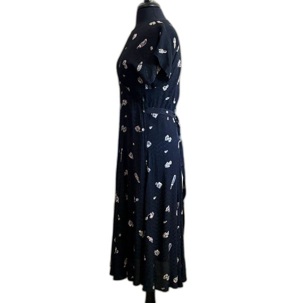 90s Midi Perfume Bottle Slinky Midi Dress Empire Waist US 4 Medium - Thumbnail 4