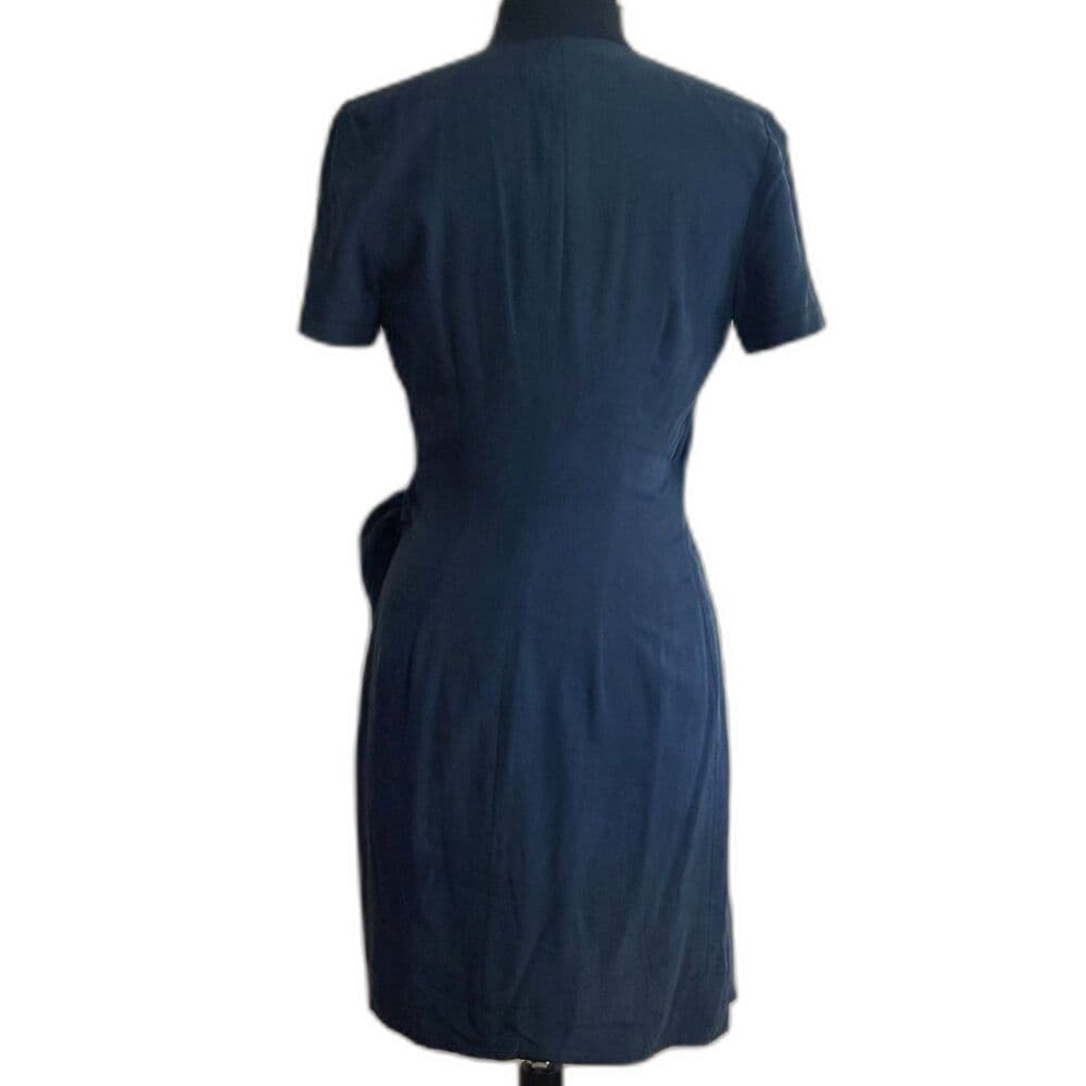 Dark Blue Wrap Mini Dress Jones New York US 4 100% Silk - Thumbnail 2