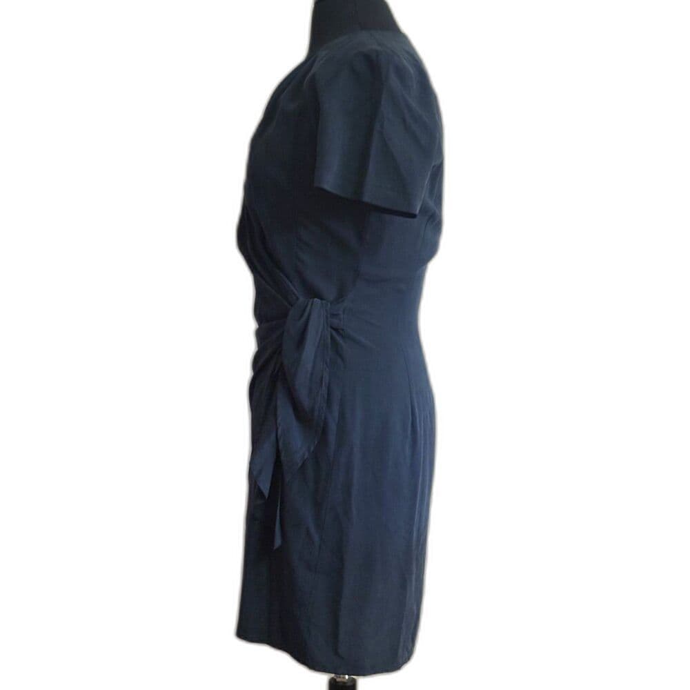 Dark Blue Wrap Mini Dress Jones New York US 4 100% Silk - Thumbnail 3