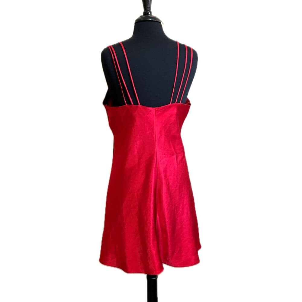 Red Satin Slinky Intimates Slip Dress Red Large XLarge Sexy Y2k Nightgown - Thumbnail 2