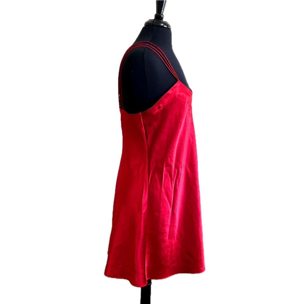 Red Satin Slinky Intimates Slip Dress Red Large XLarge Sexy Y2k Nightgown - Thumbnail 3