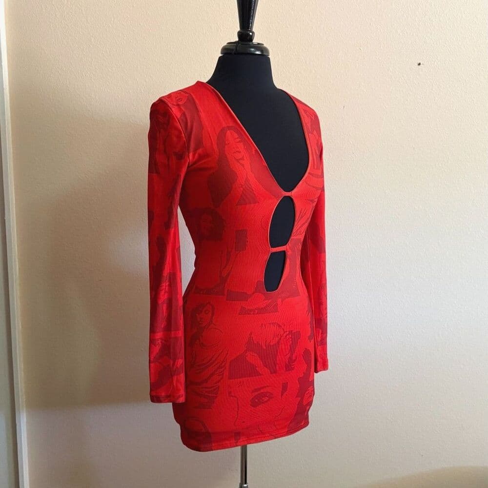 Pop Art Cut-Out Bodycon Dress edikted Medium - Thumbnail 3