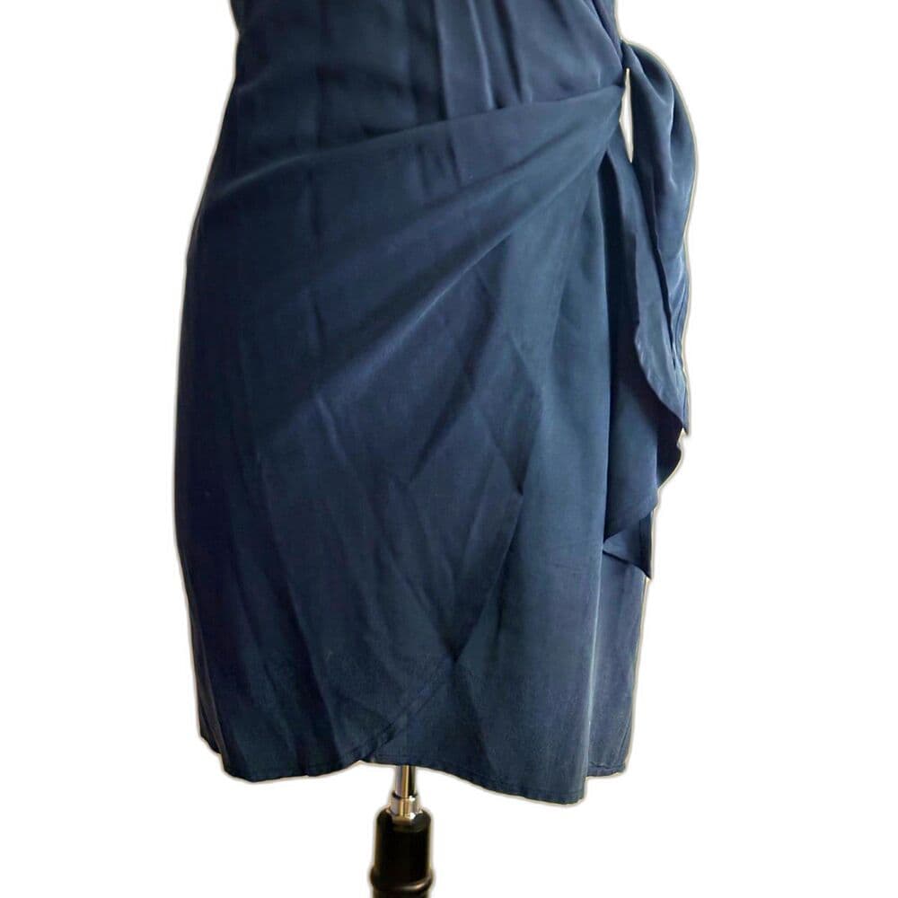 Dark Blue Wrap Mini Dress Jones New York US 4 100% Silk - Thumbnail 5
