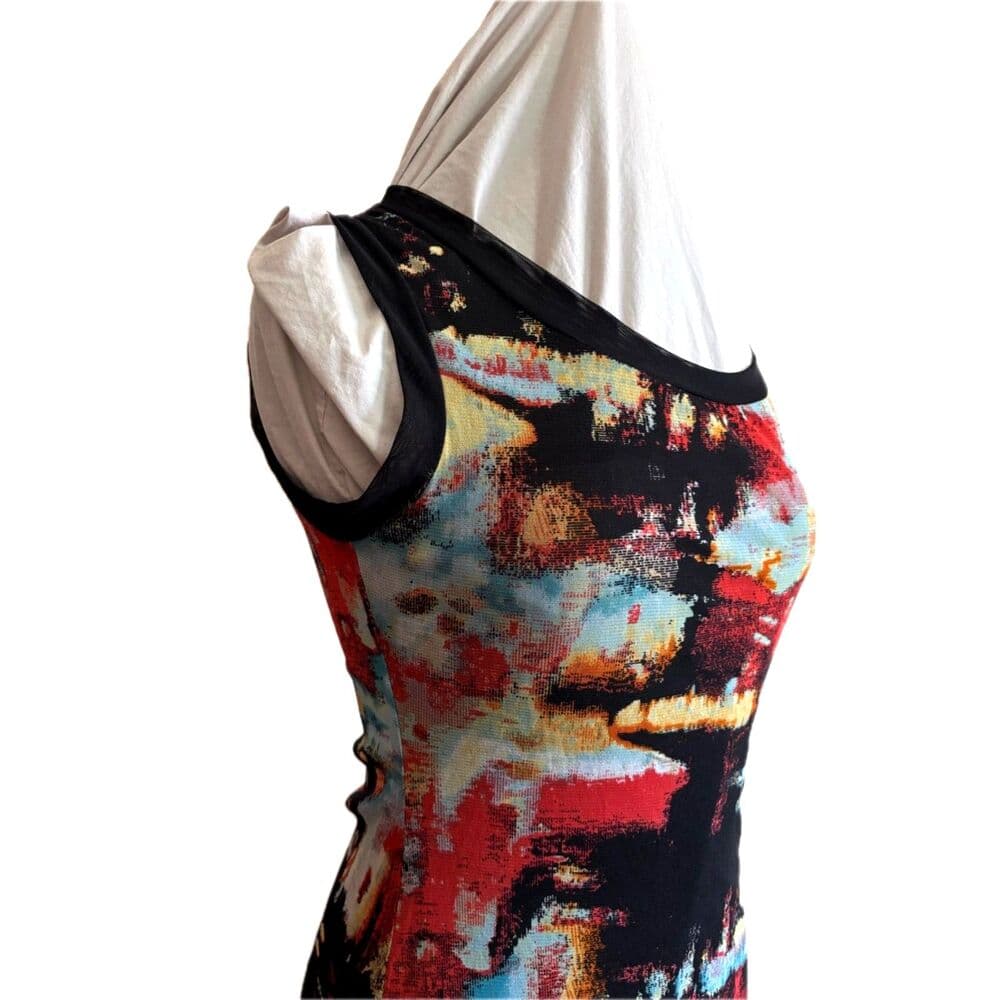 Artsy y2k Mini Dress with Bold Abstract Pattern Small - Thumbnail 2