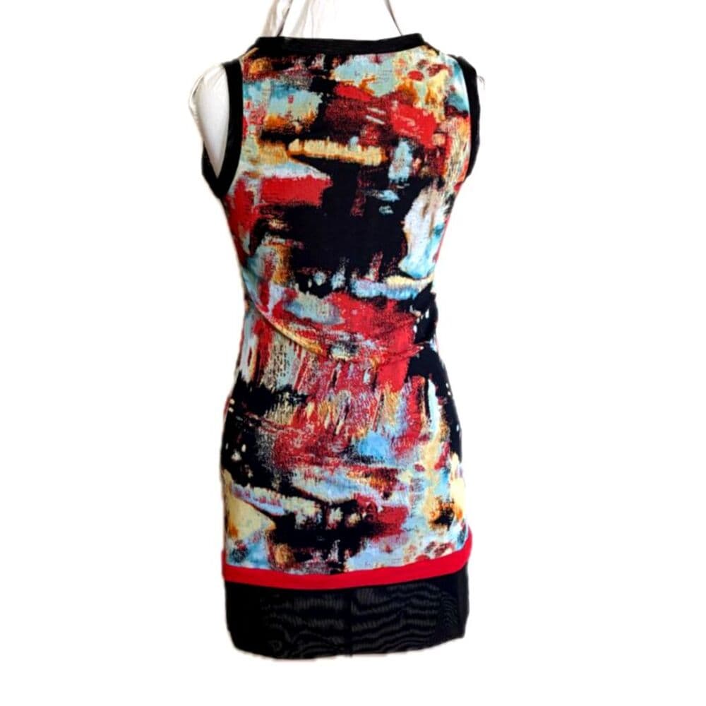 Artsy y2k Mini Dress with Bold Abstract Pattern Small - Thumbnail 4