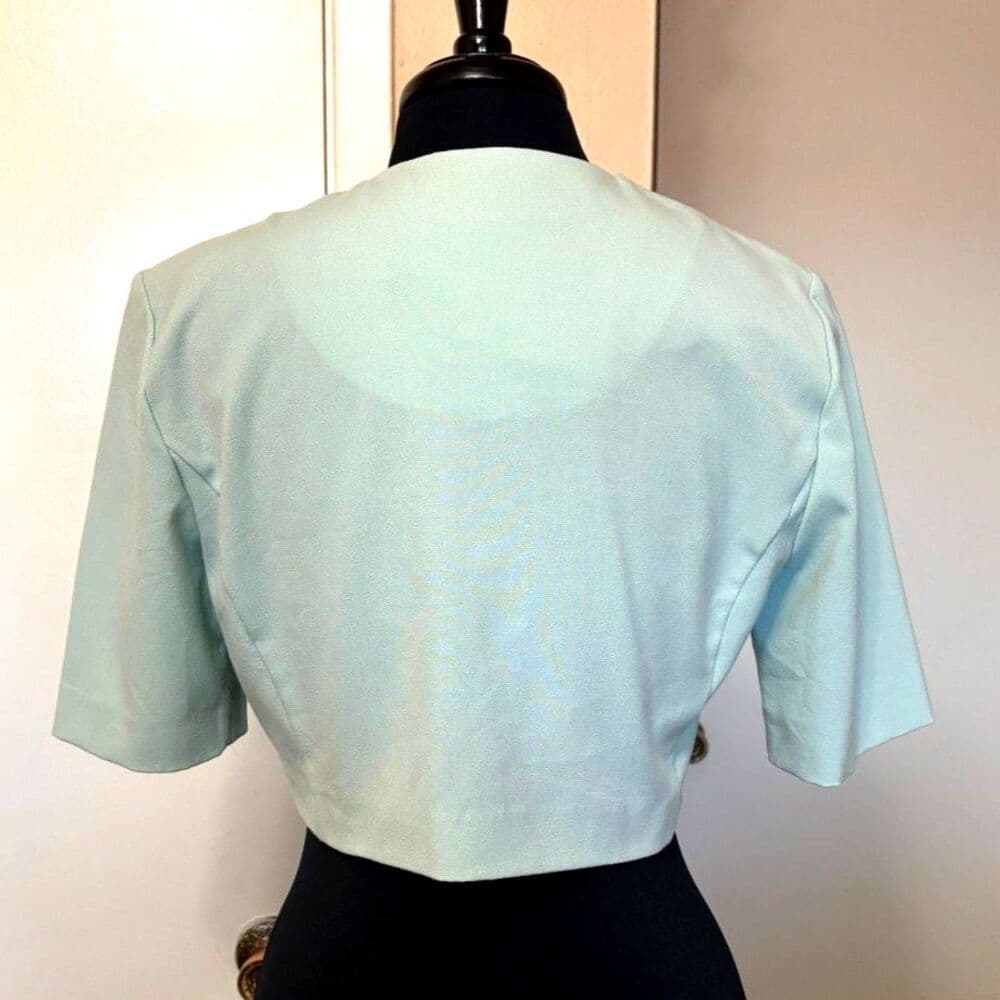 Blue Bolero Cropped Jacket Blazer Danny & Nicole Size 8 Petite Vtg 1990s - Thumbnail 2