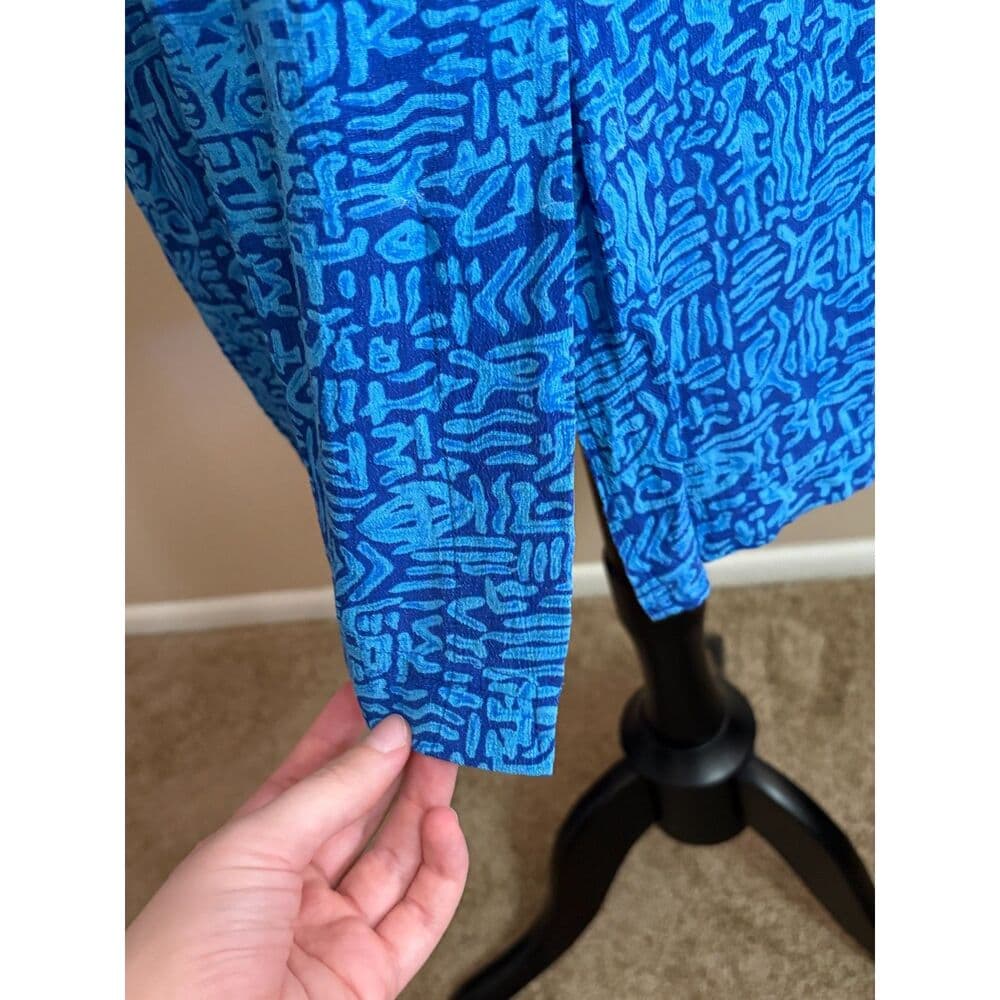 Abstract Geometric Blue Maxi Dress Large - Thumbnail 4