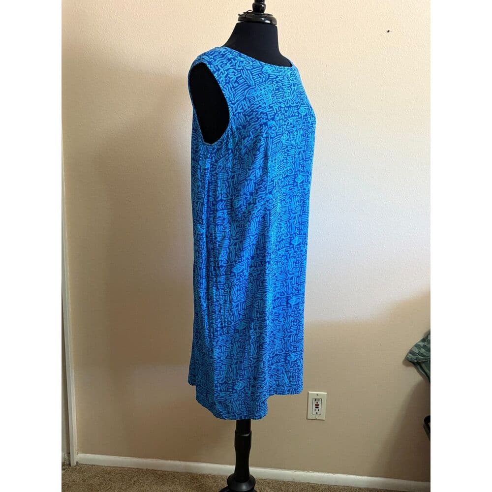 Abstract Geometric Blue Maxi Dress Large - Thumbnail 5