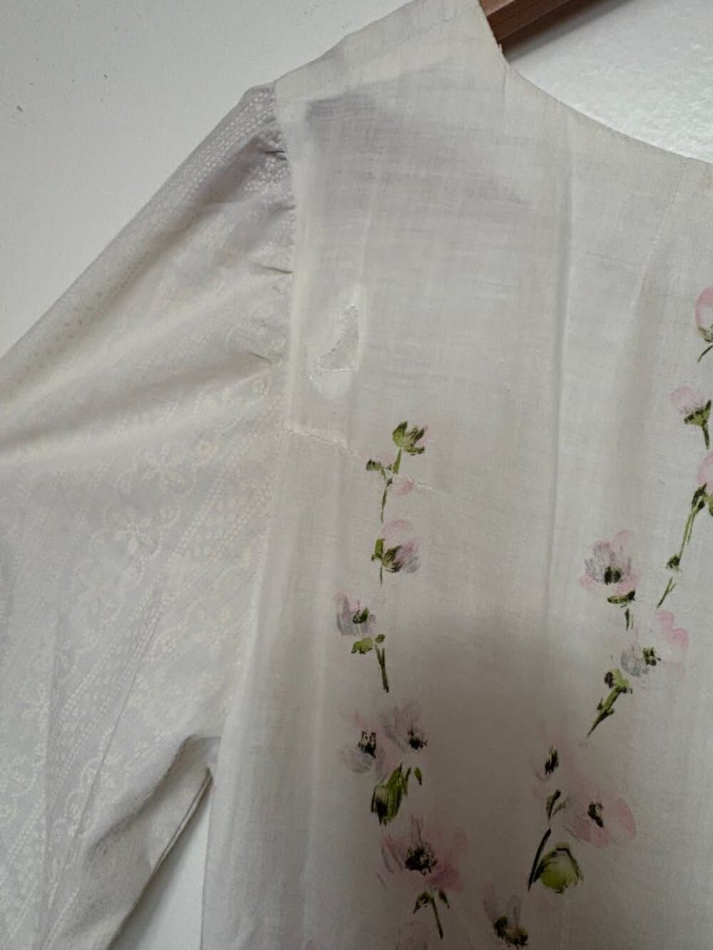 Vintage Pink Roses Floral Long Sleeve Midi Dress - Thumbnail 8