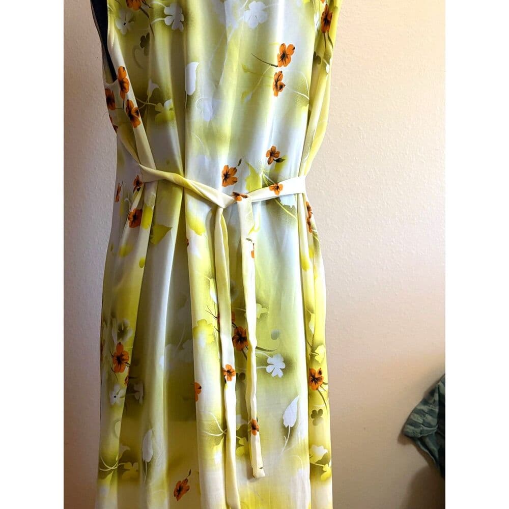 90s Yellow Floral Sheath Maxi Dress Size L/XL/2XL - Thumbnail 5