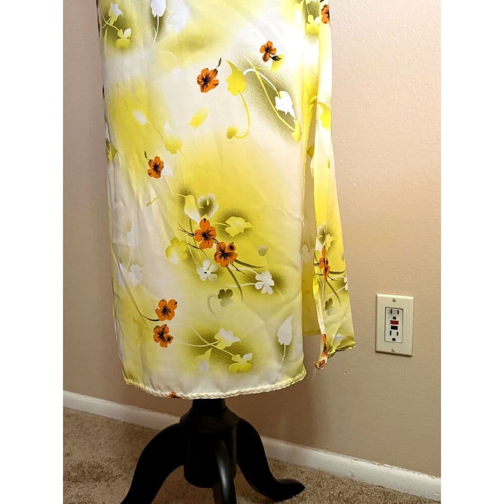 90s Yellow Floral Sheath Maxi Dress Size L/XL/2XL - Thumbnail 6