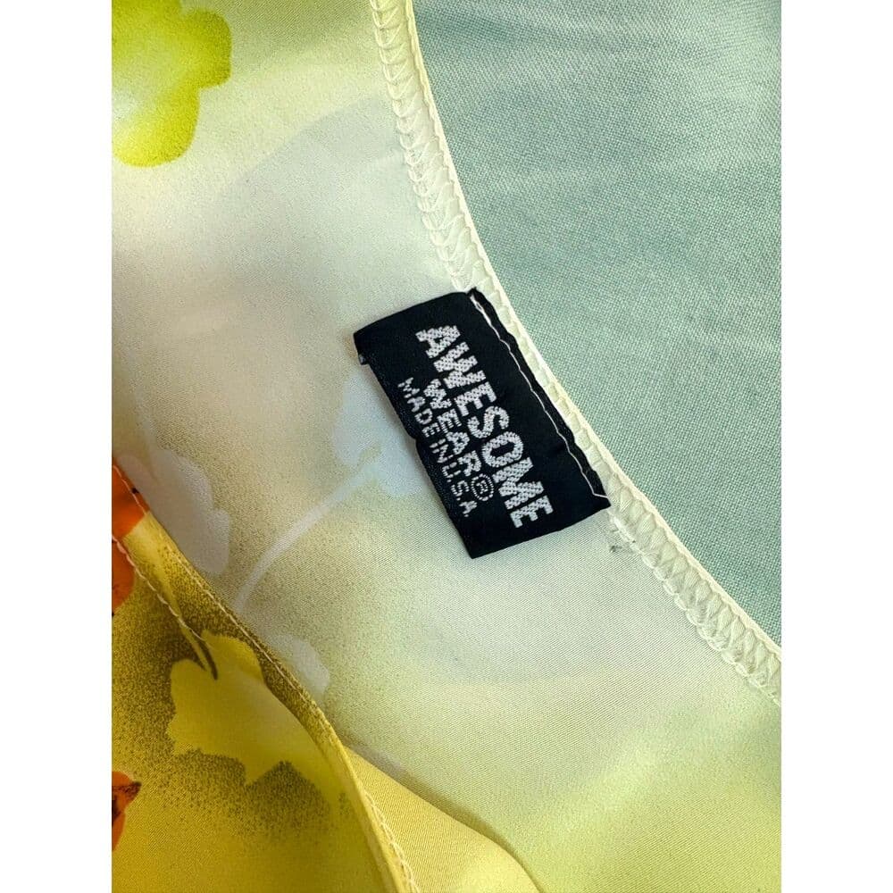 90s Yellow Floral Sheath Maxi Dress Size L/XL/2XL - Thumbnail 7