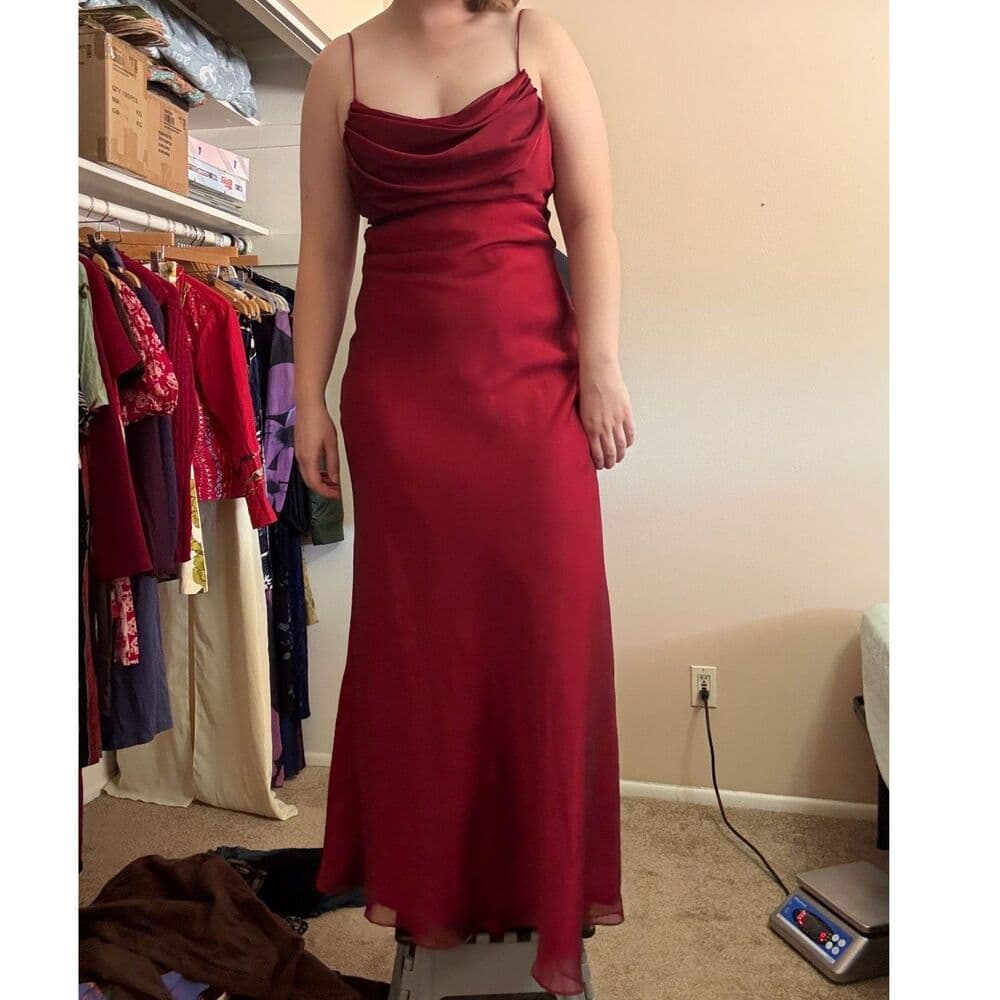 90s ‘Cache’ Red Formal Maxi Dress Small - Thumbnail 8