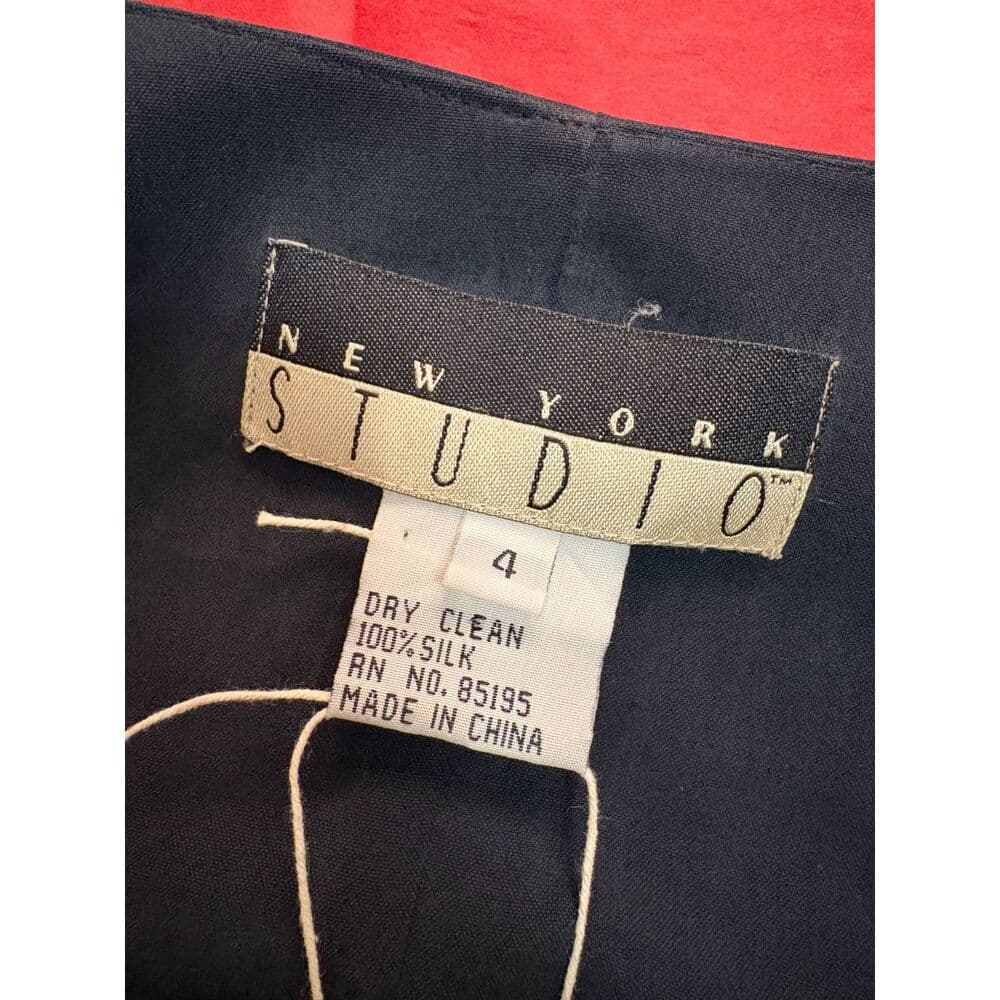 Dark Blue Wrap Mini Dress Jones New York US 4 100% Silk - Thumbnail 6