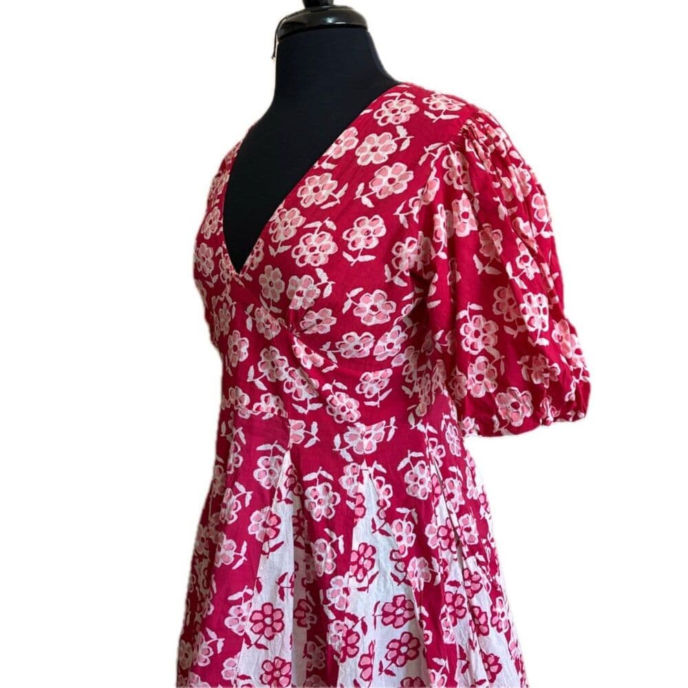Anayna Floral Print Puff Sleeves Fit & Flare Mini Dress L - Thumbnail 5