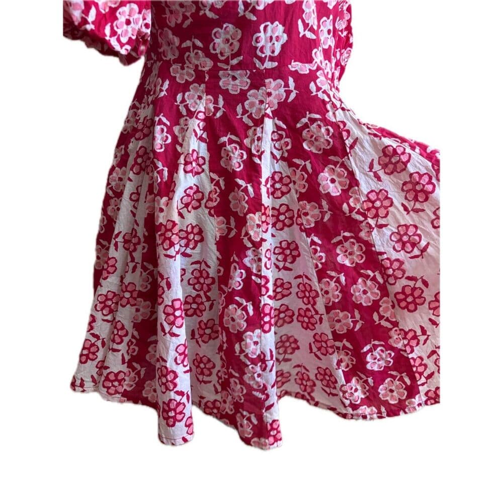 Anayna Floral Print Puff Sleeves Fit & Flare Mini Dress L - Thumbnail 6