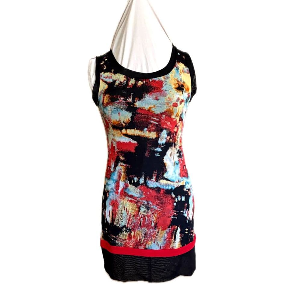 Artsy y2k Mini Dress with Bold Abstract Pattern Small - Thumbnail 3