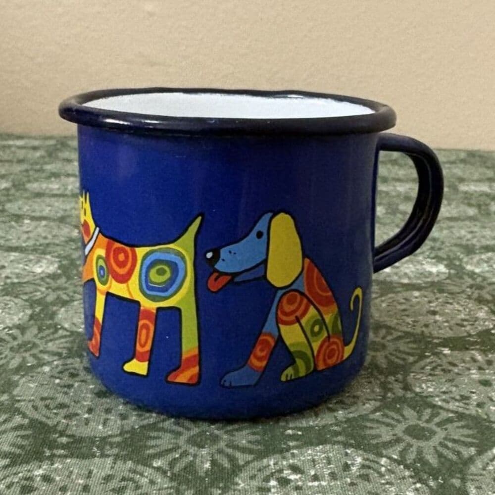 Colorful Dog Camping Enamel Dog Mug - Thumbnail 2