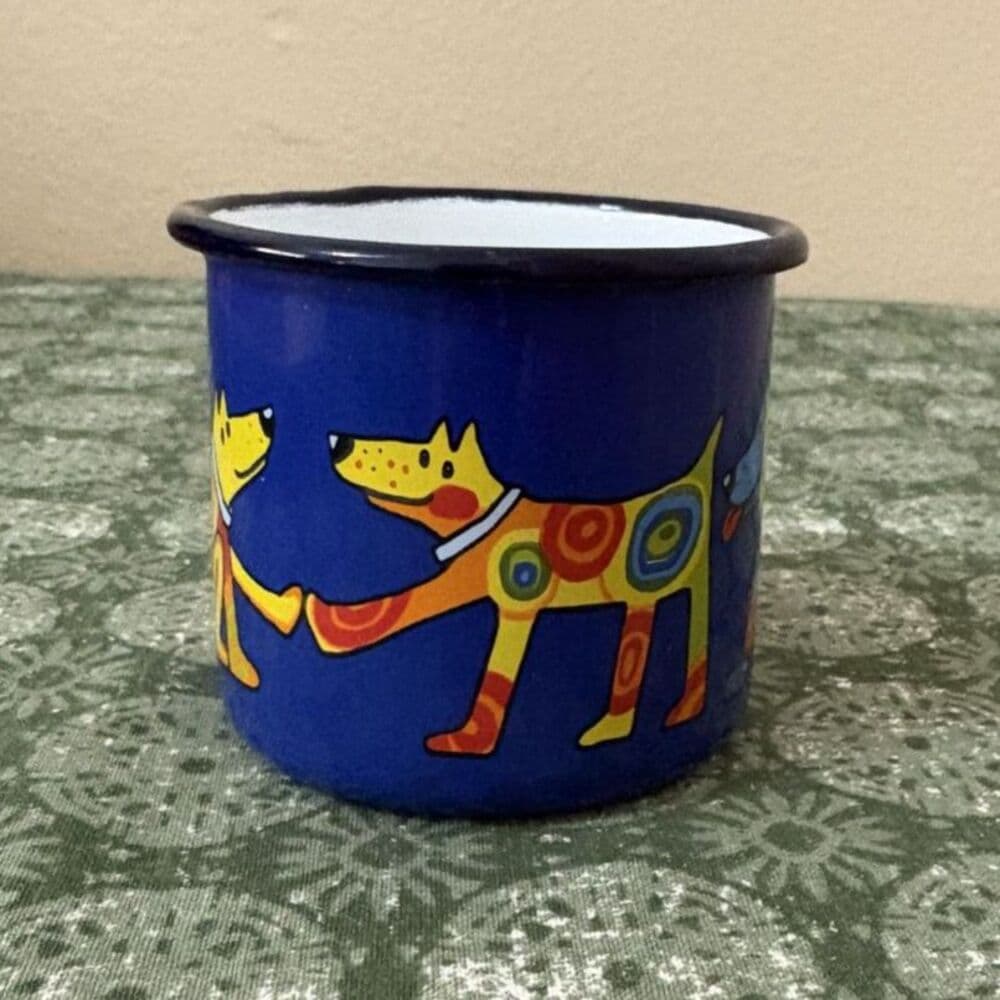 Colorful Dog Camping Enamel Dog Mug - Thumbnail 3