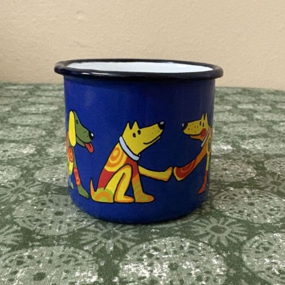 Colorful Dog Camping Enamel Dog Mug - Thumbnail 4